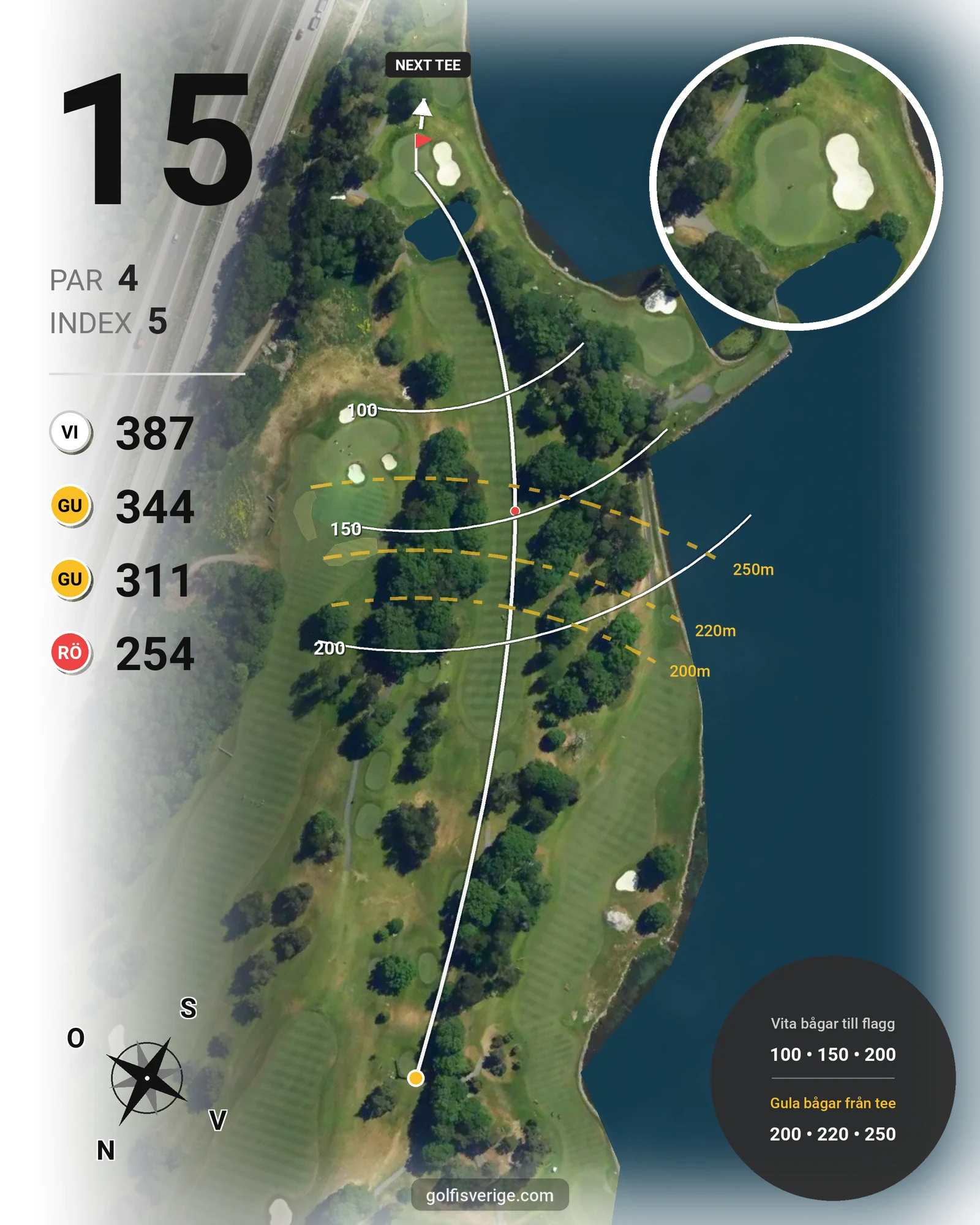 Banguide Ullna Golf & Country Club på Ullna Golf & Country Club - Hål 15 karta