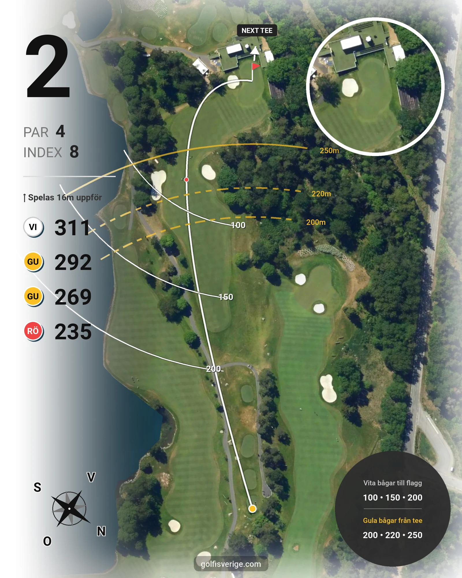 Banguide Ullna Golf & Country Club på Ullna Golf & Country Club - Hål 2 karta