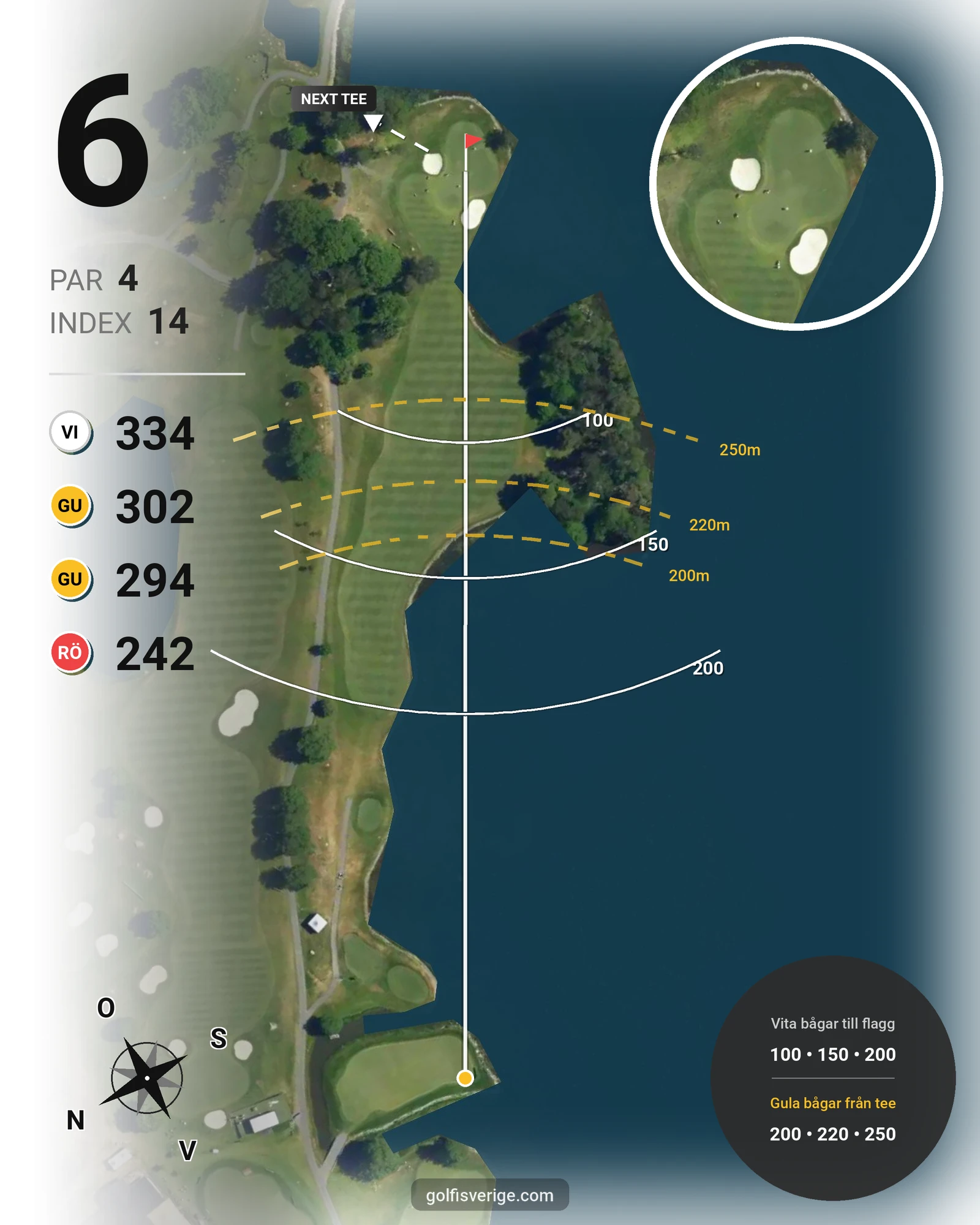 Banguide Ullna Golf & Country Club på Ullna Golf & Country Club - Hål 6 karta