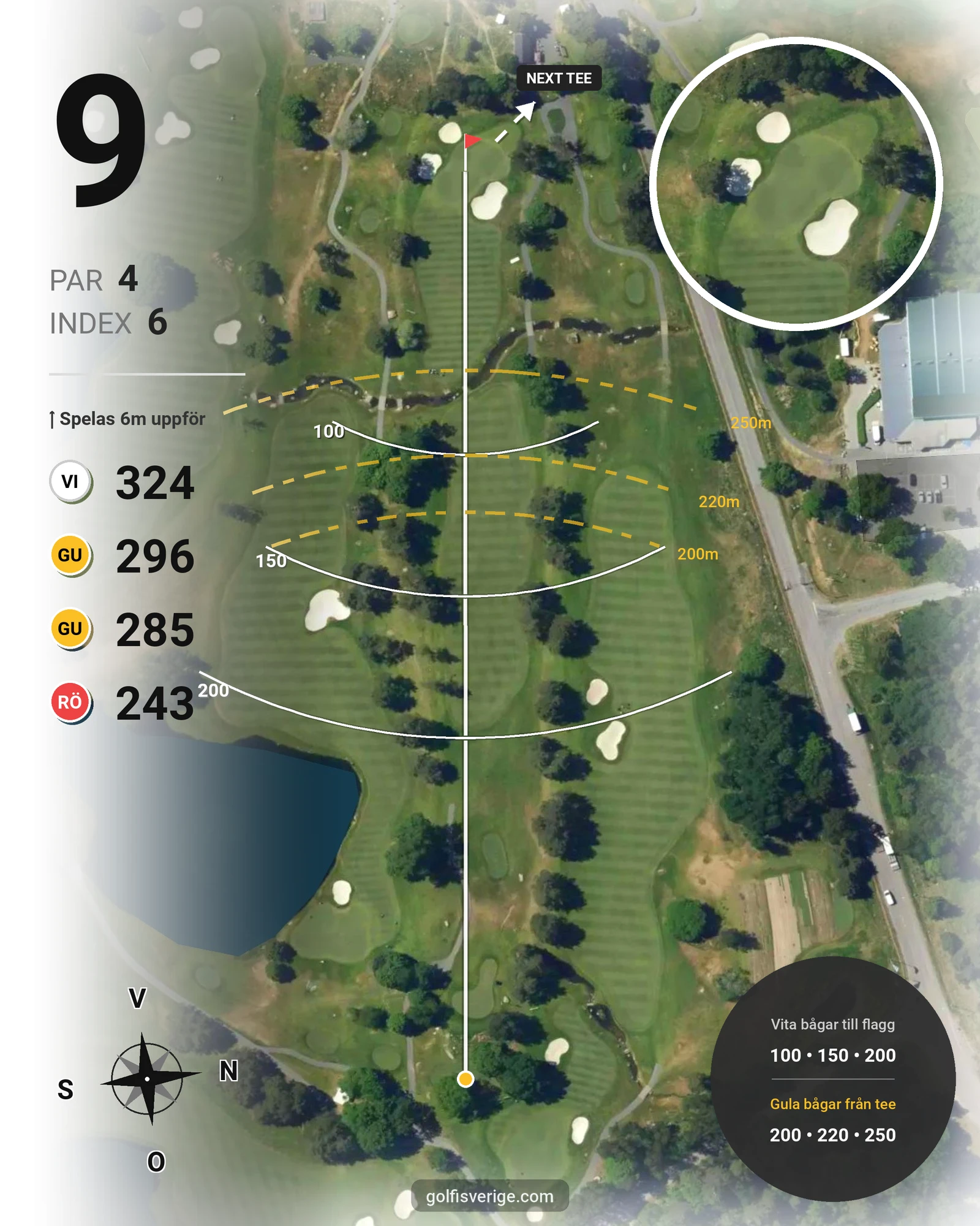 Banguide Ullna Golf & Country Club på Ullna Golf & Country Club - Hål 9 karta