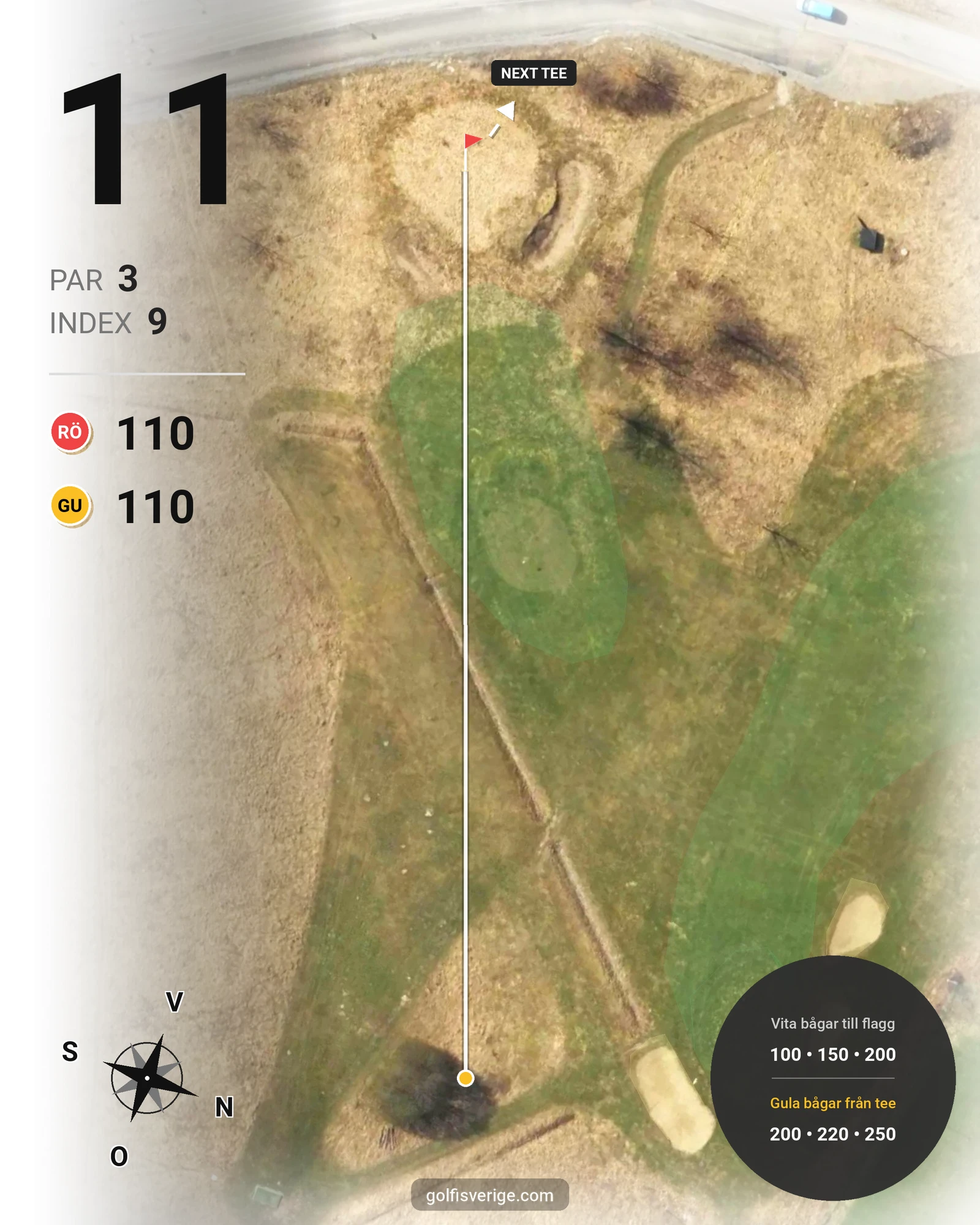 Banguide ULRIKSDALS GK på Ulriksdals Golfklubb - Hål 11 karta