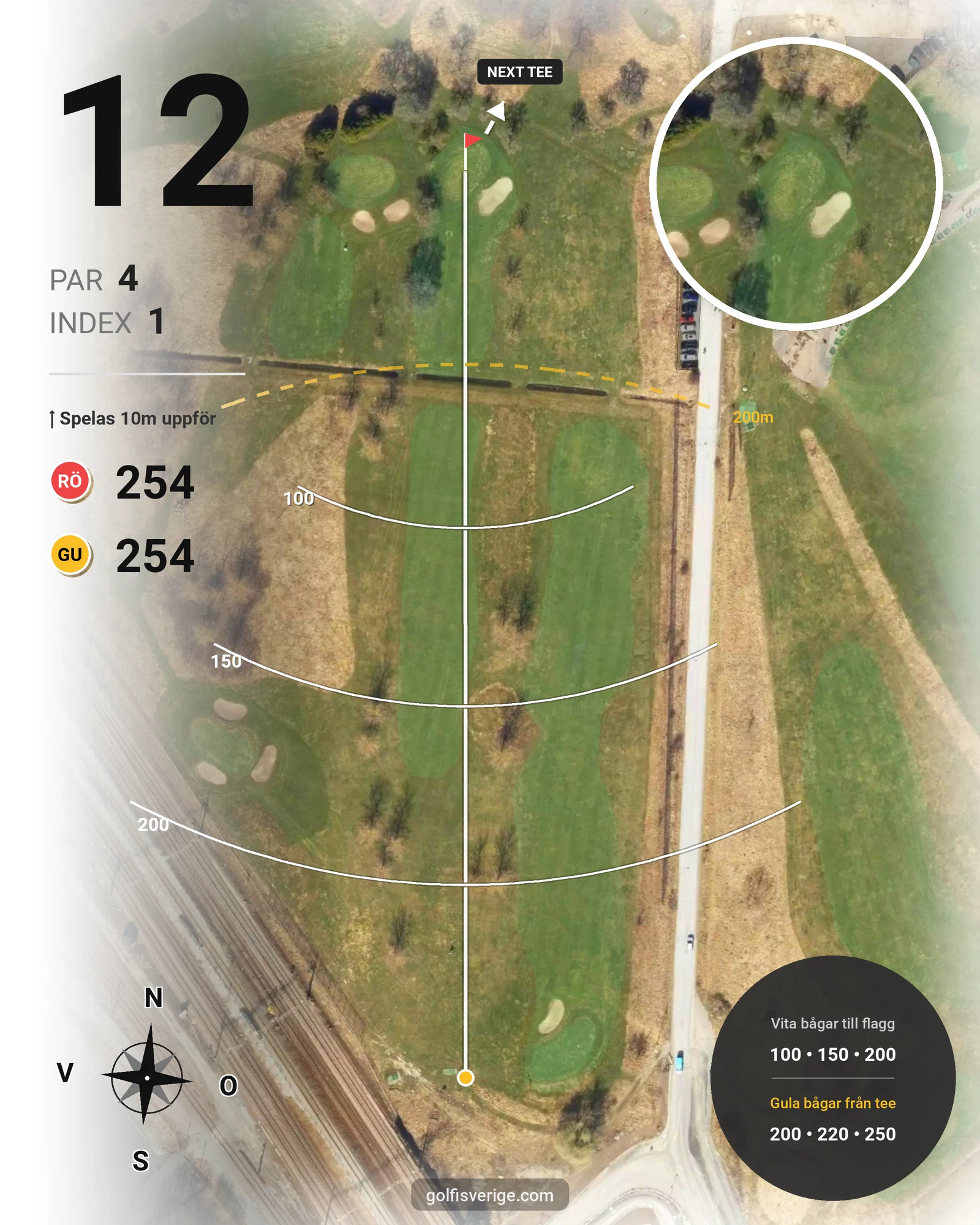 Banguide ULRIKSDALS GK på Ulriksdals Golfklubb - Hål 12 karta