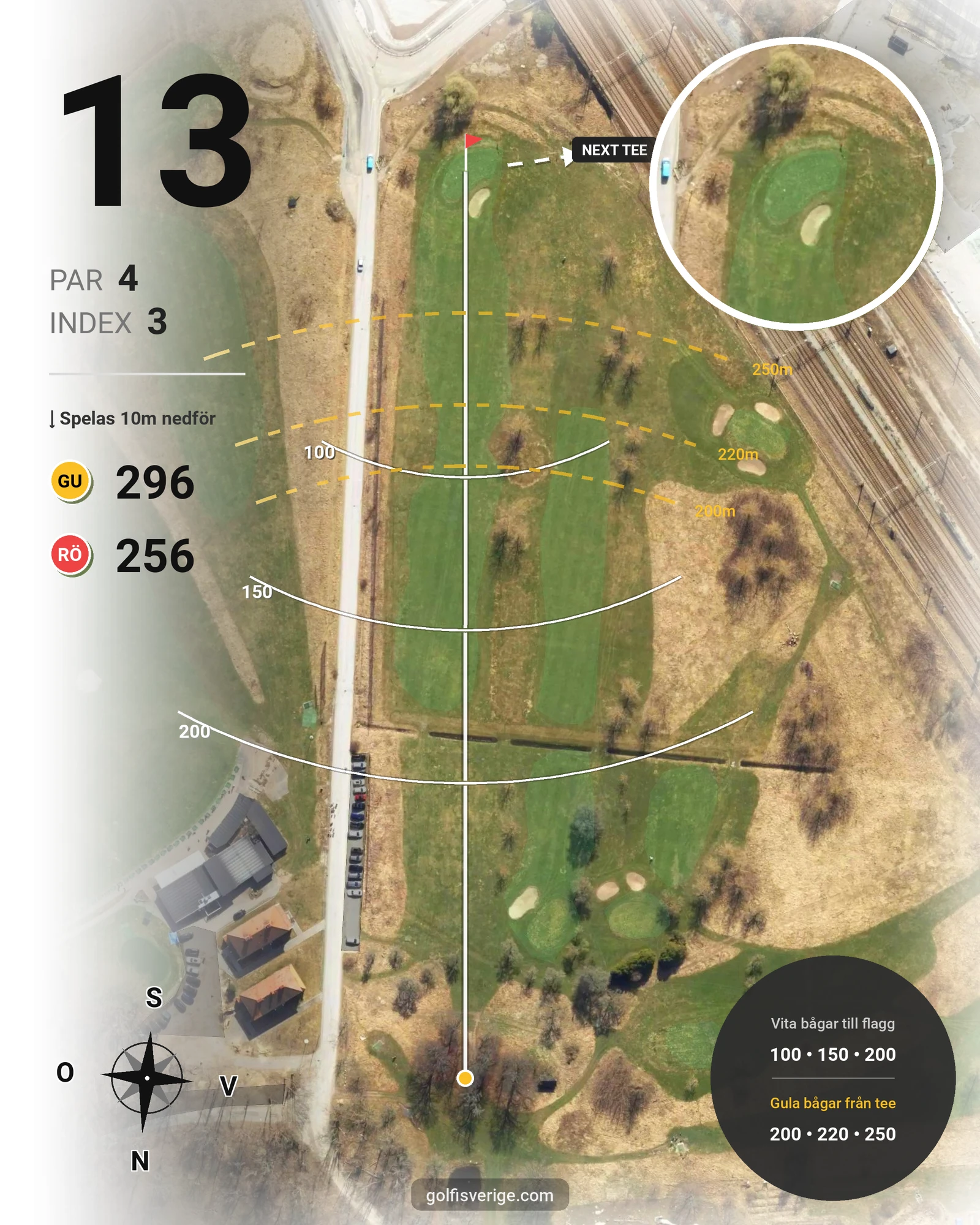 Banguide ULRIKSDALS GK på Ulriksdals Golfklubb - Hål 13 karta