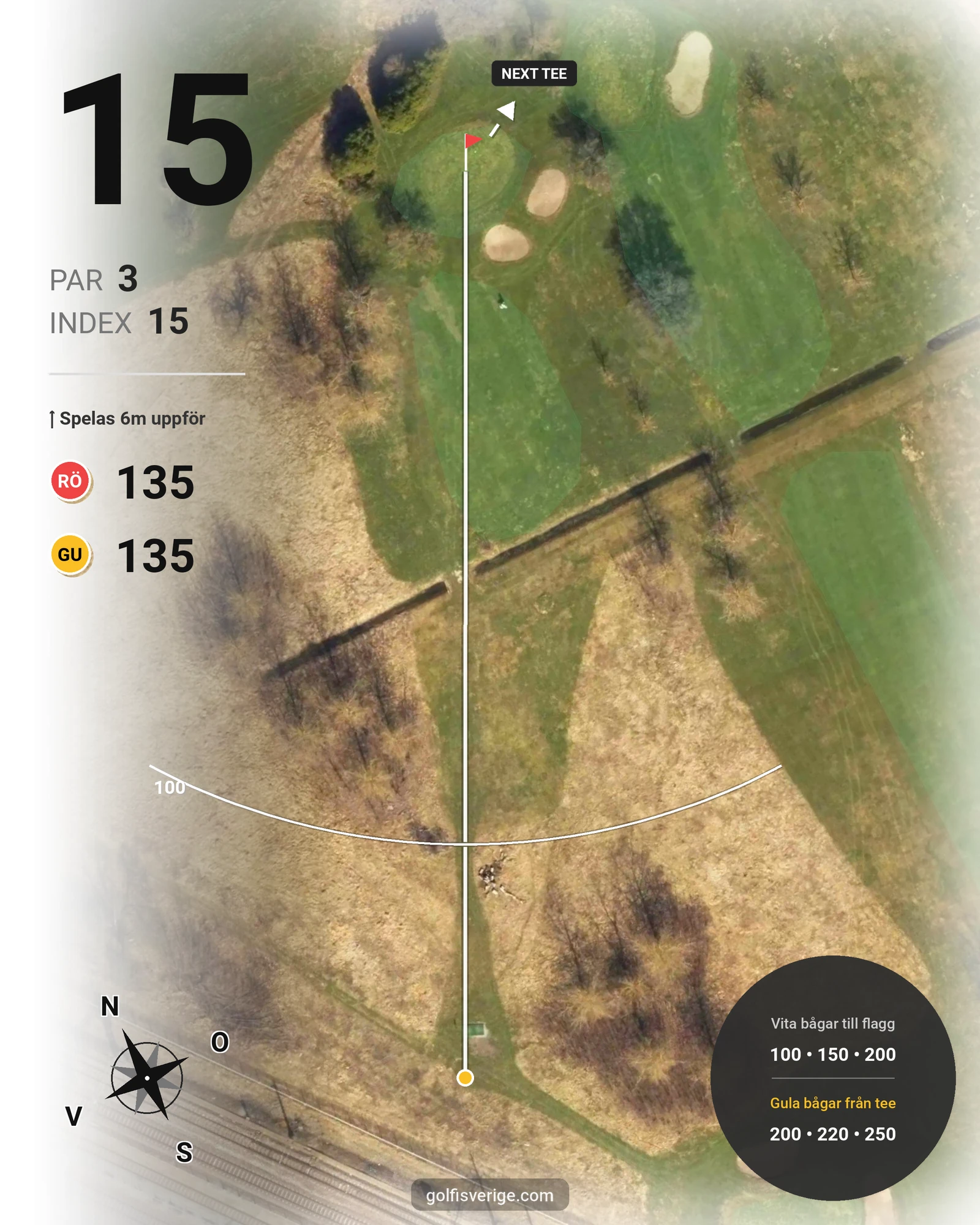 Banguide ULRIKSDALS GK på Ulriksdals Golfklubb - Hål 15 karta