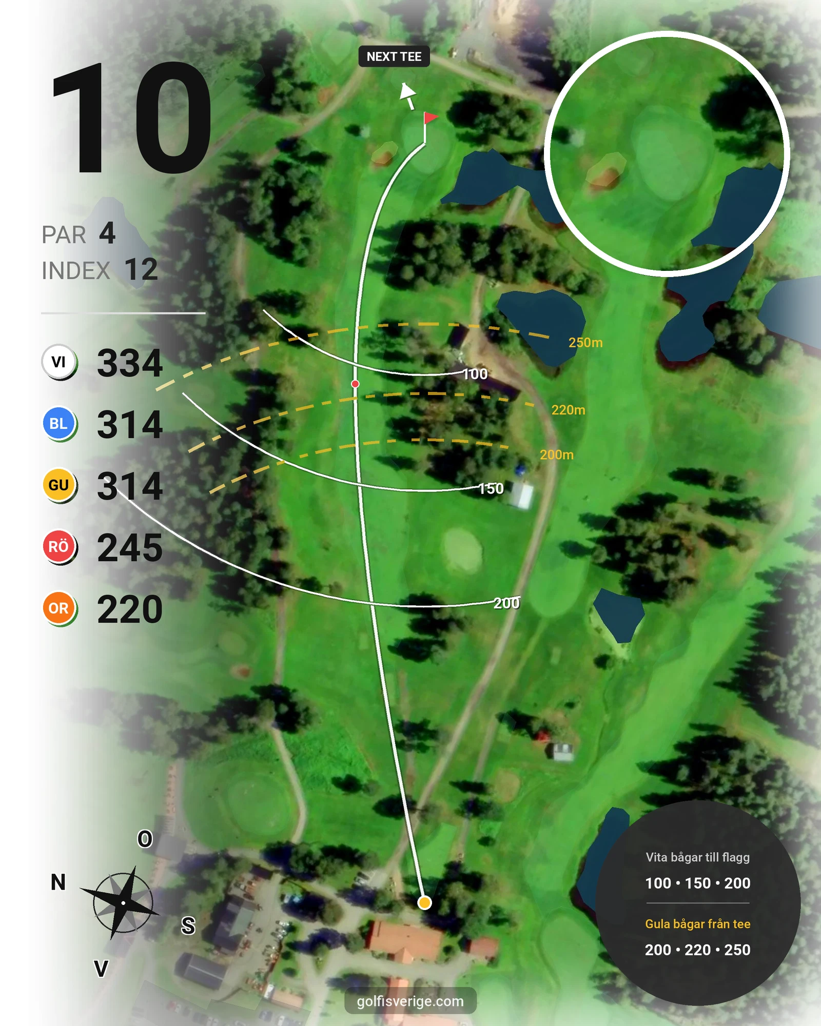 Banguide 18 hål på Umeå Golfklubb - Hål 10 karta