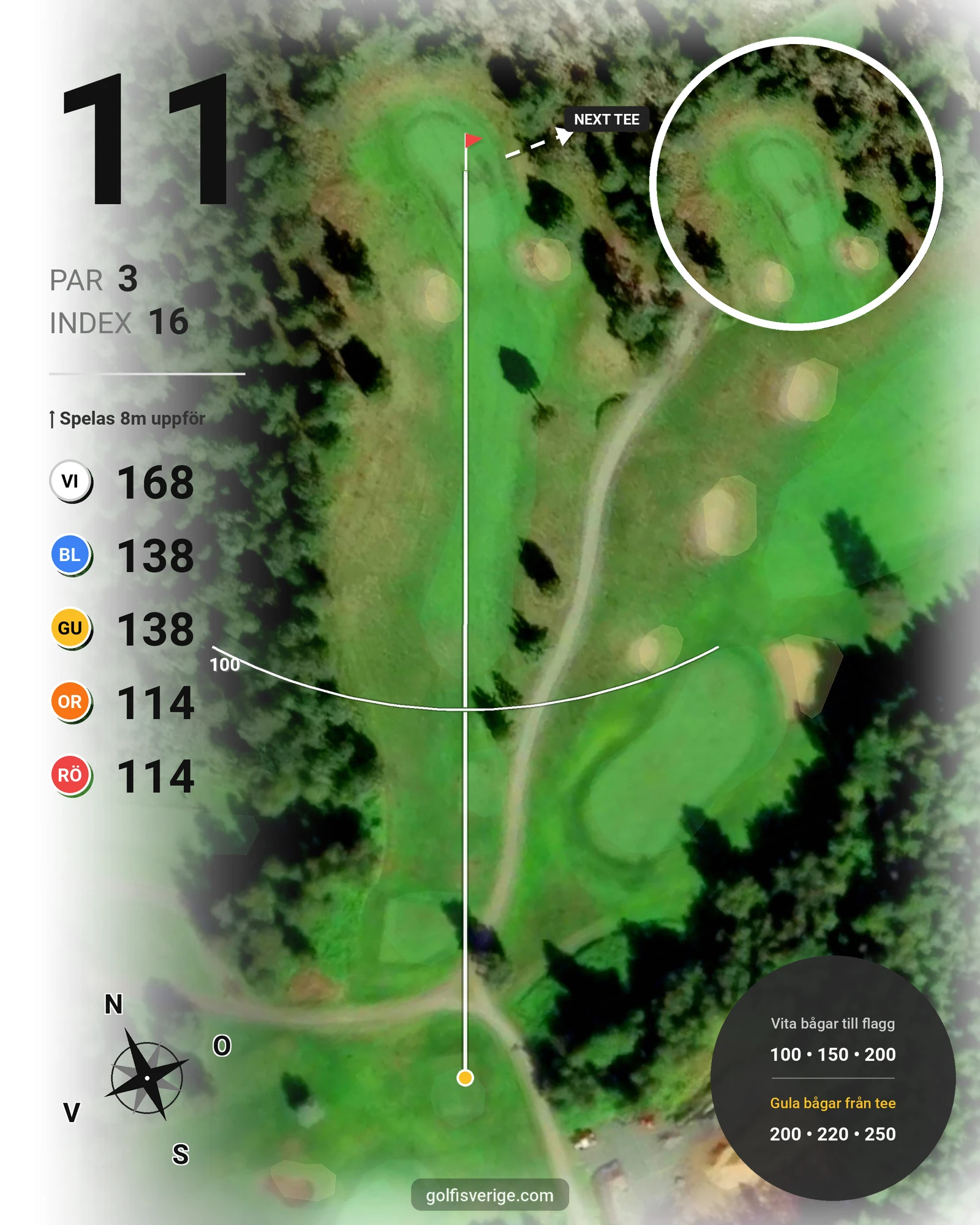 Banguide 18 hål på Umeå Golfklubb - Hål 11 karta