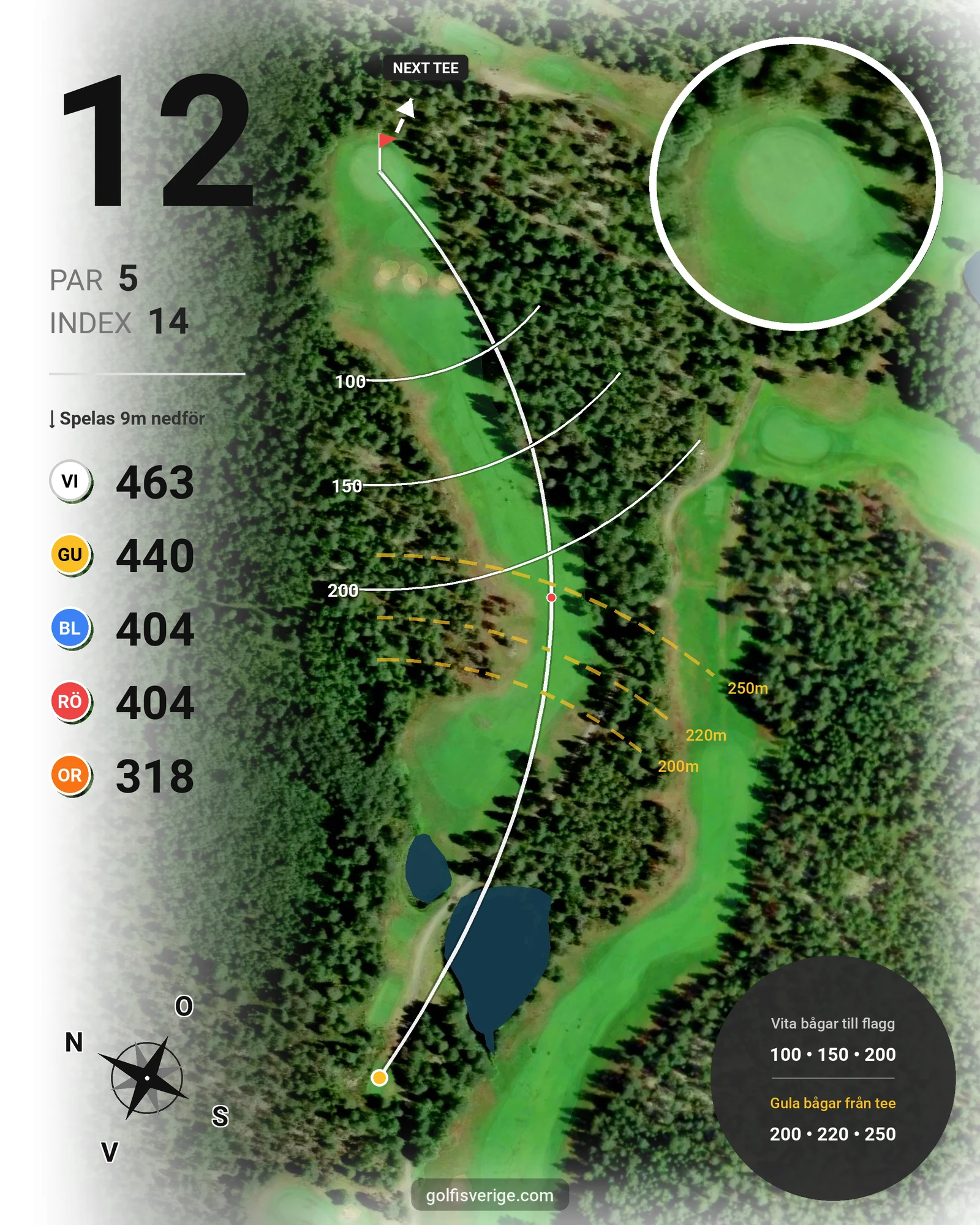 Banguide 18 hål på Umeå Golfklubb - Hål 12 karta