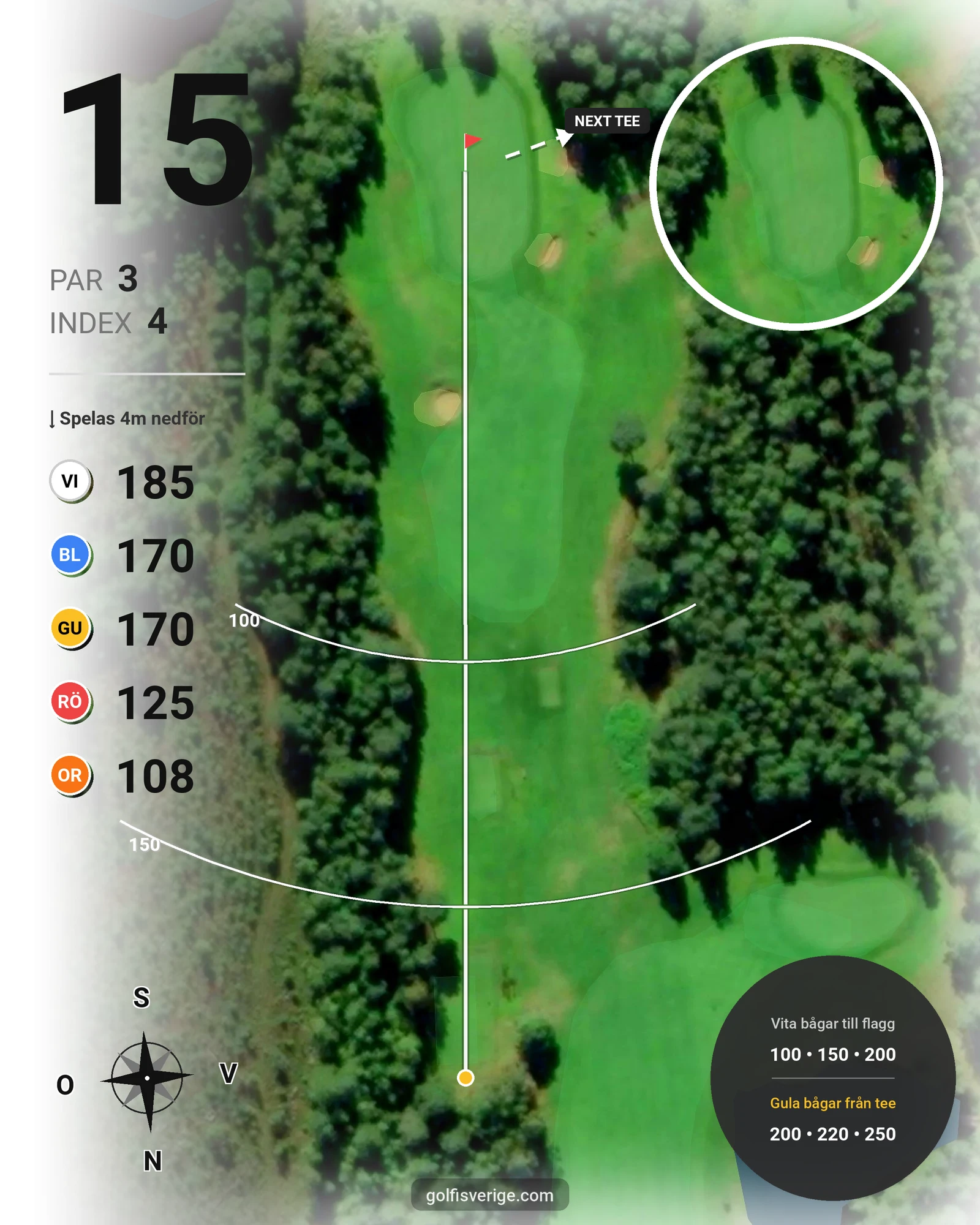 Banguide 9-hål på Umeå Golfklubb - Hål 15 karta