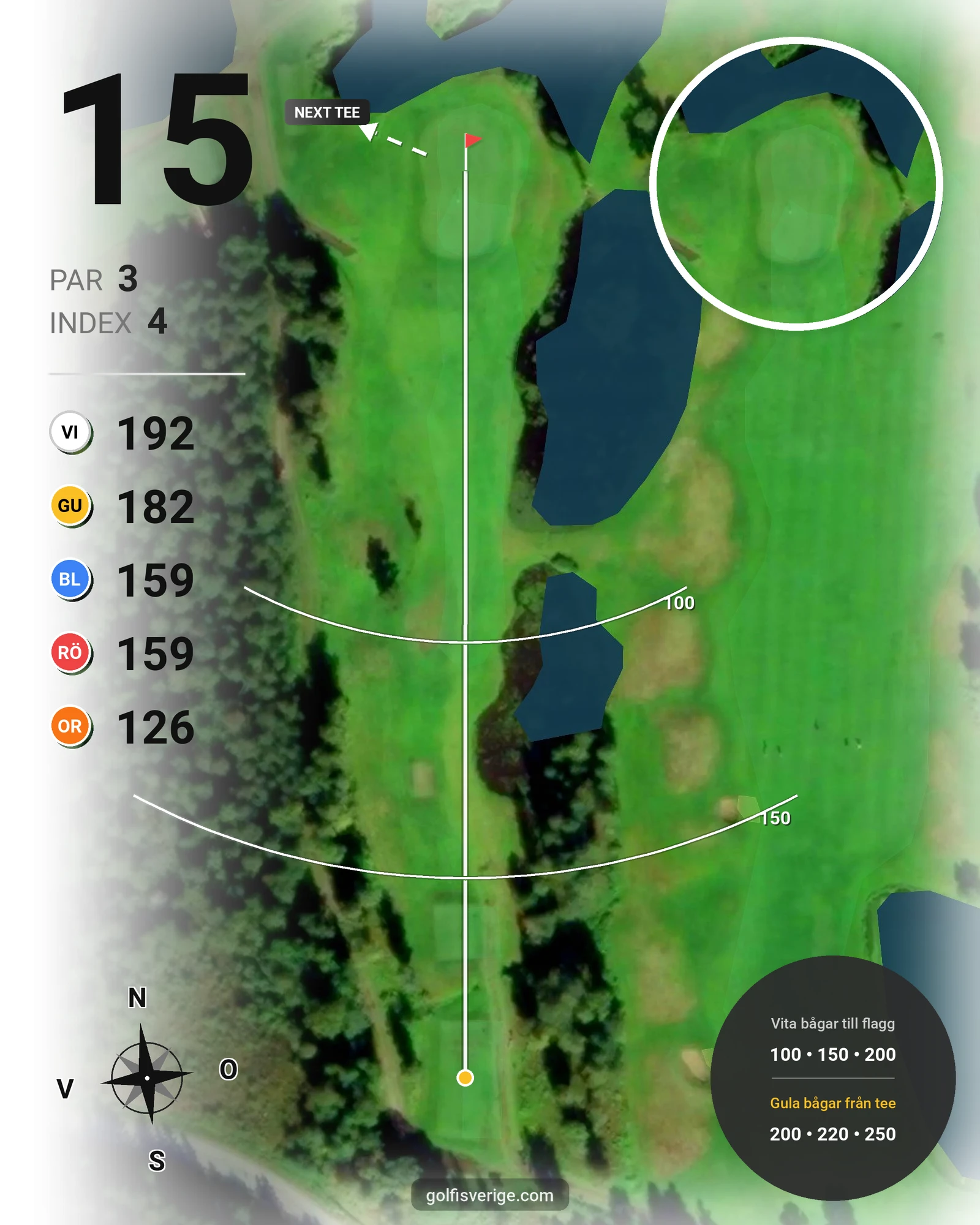 Banguide 9-hål på Umeå Golfklubb - Hål 15 karta