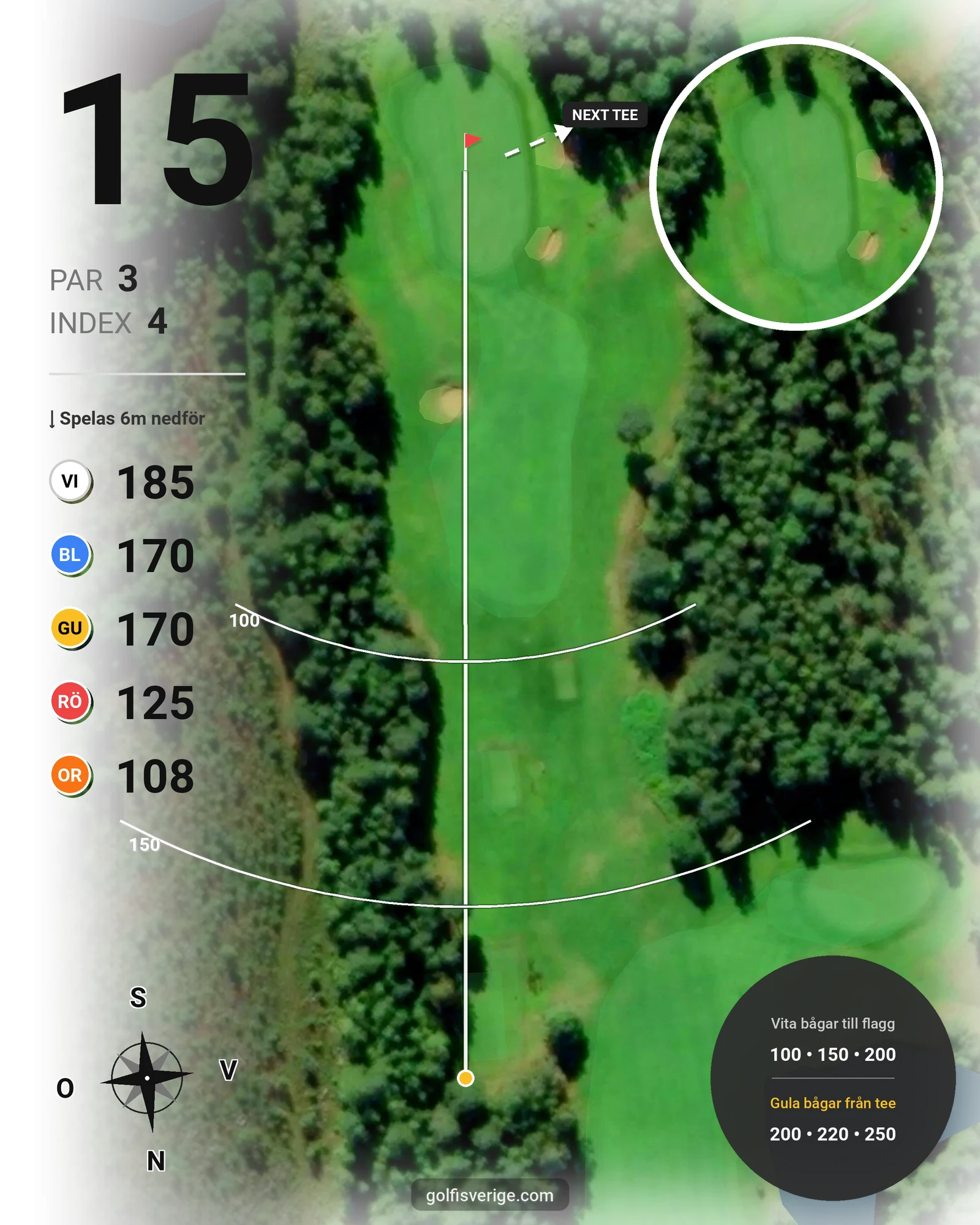 Banguide 18 hål på Umeå Golfklubb - Hål 15 karta