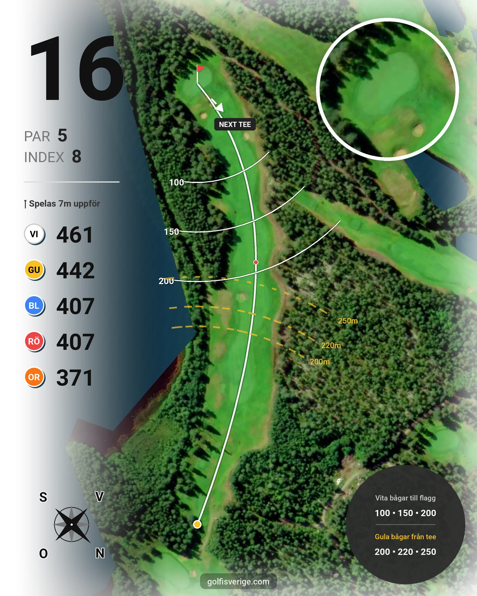 Banguide 18 hål på Umeå Golfklubb - Hål 16 karta