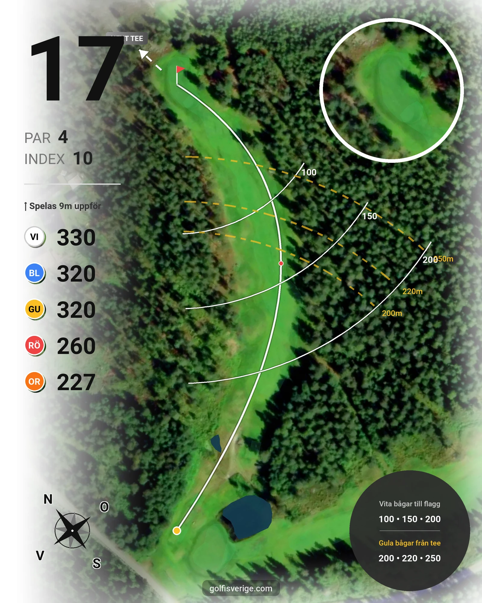 Banguide 9-hål på Umeå Golfklubb - Hål 17 karta