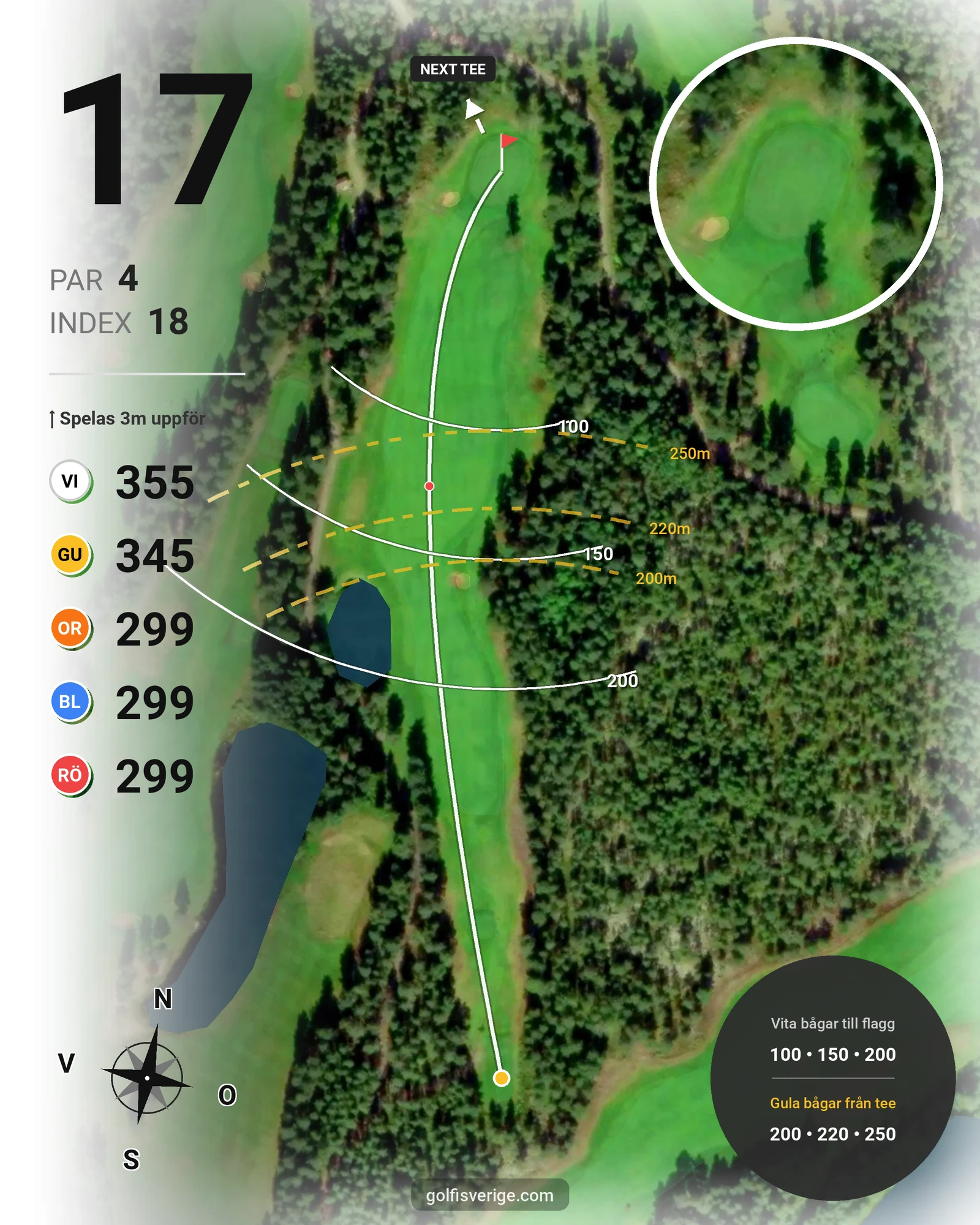 Banguide 18 hål på Umeå Golfklubb - Hål 17 karta