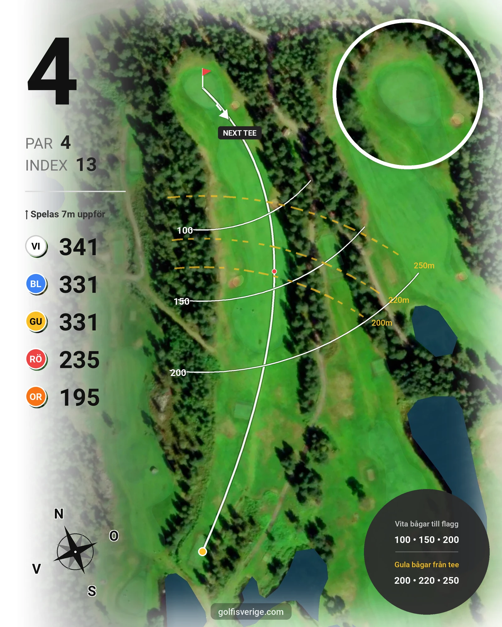 Banguide 9-hål på Umeå Golfklubb - Hål 4 karta