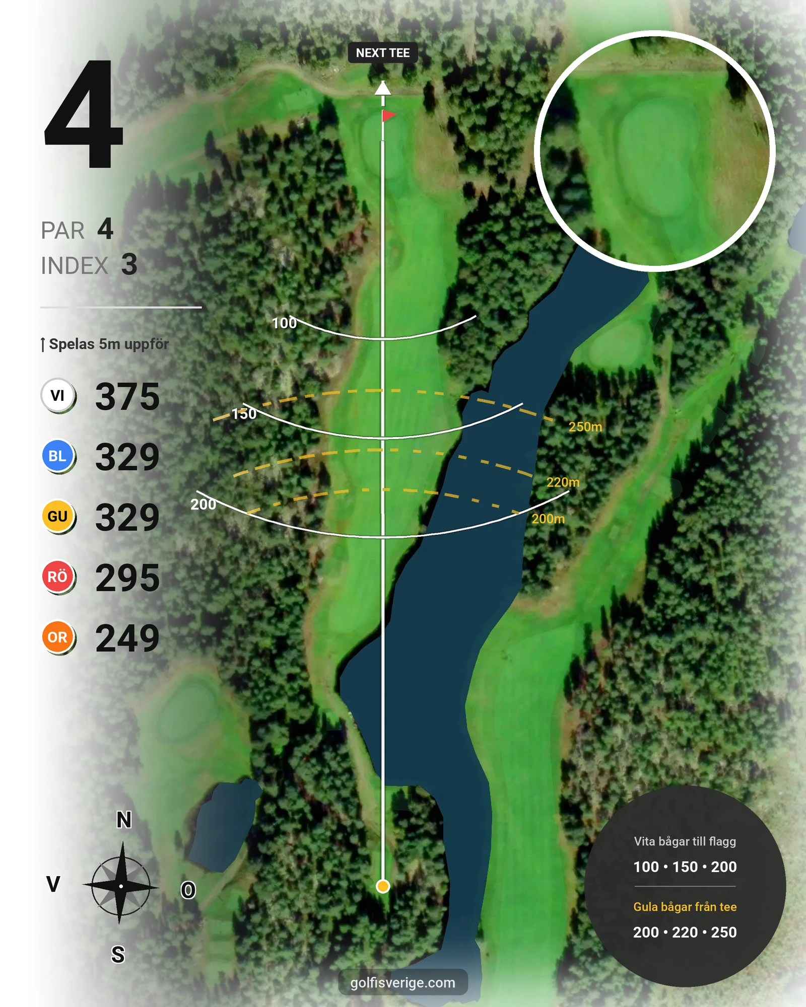 Banguide 18 hål på Umeå Golfklubb - Hål 4 karta