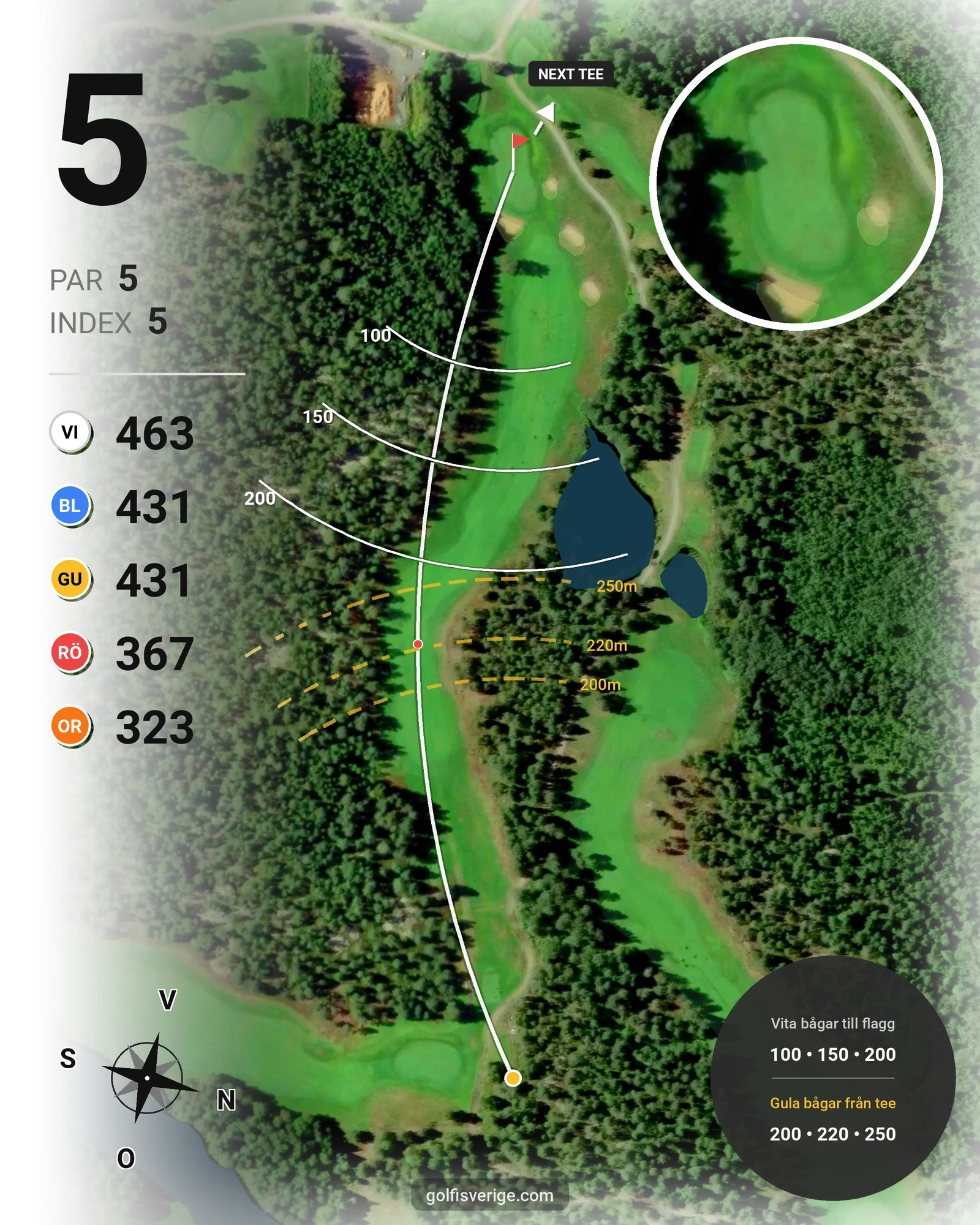 Banguide 18 hål på Umeå Golfklubb - Hål 5 karta