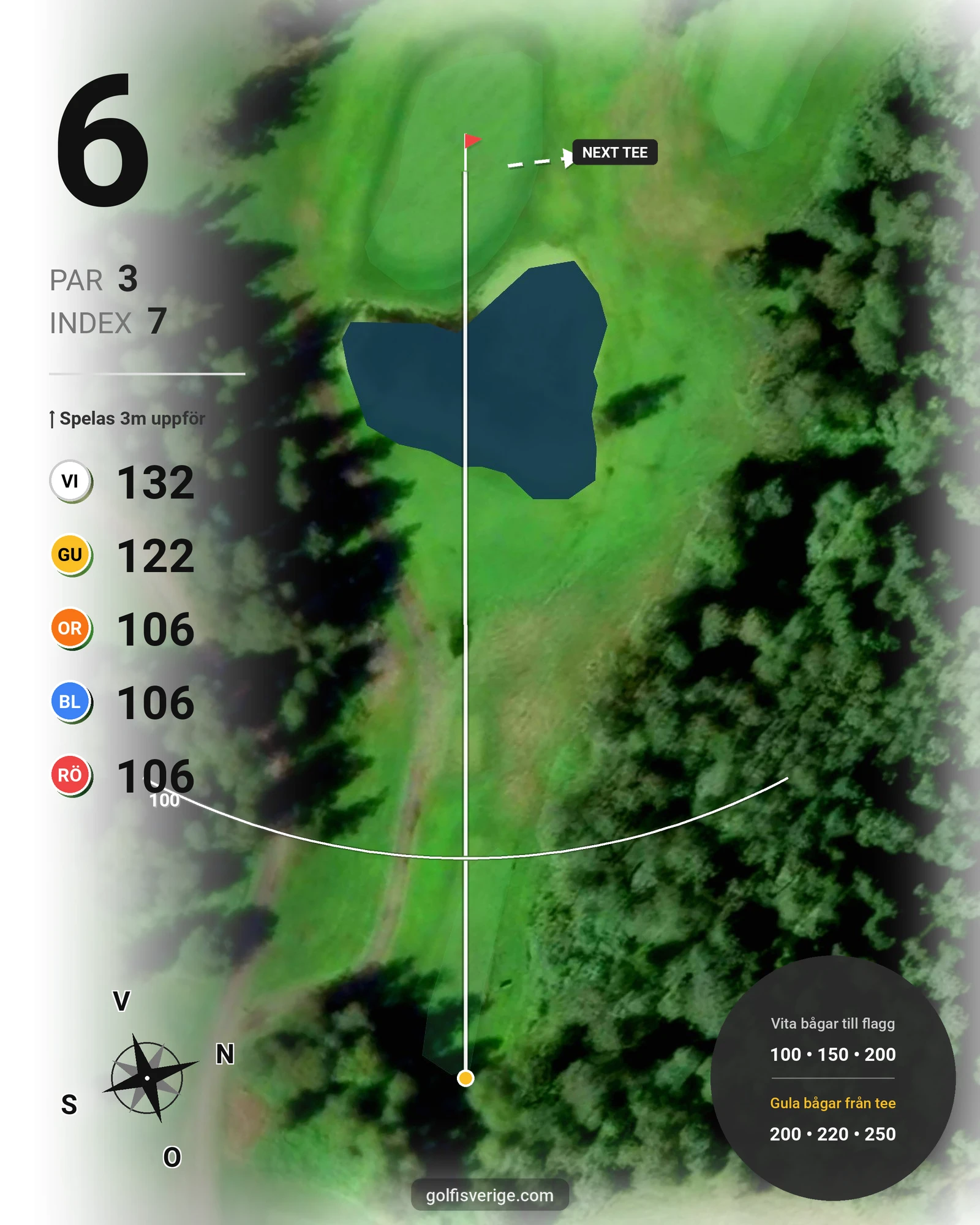 Banguide 18 hål på Umeå Golfklubb - Hål 6 karta