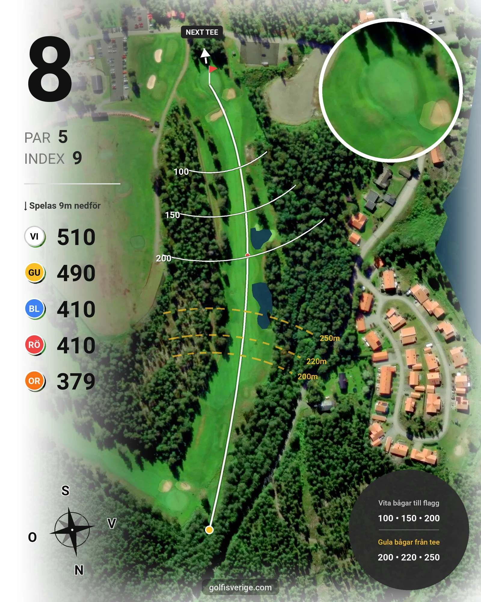 Banguide 18 hål på Umeå Golfklubb - Hål 8 karta