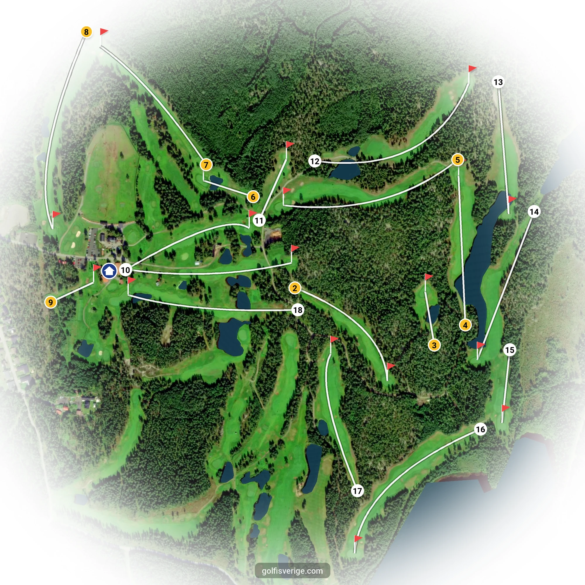 Banguide för 18 hål på Umeå Golfklubb