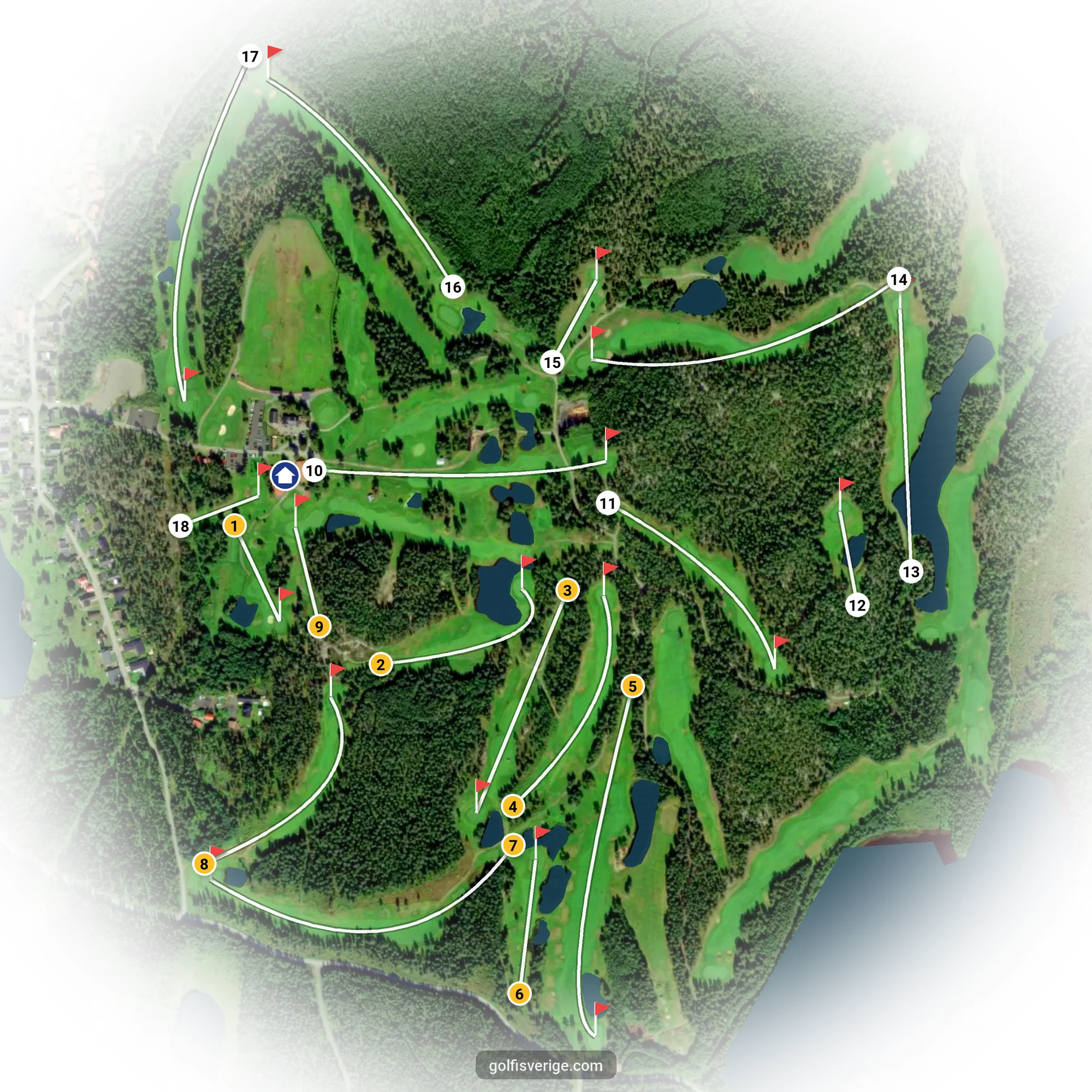 Guía del campo de 18 hoyos en el Umeå Golf Club
