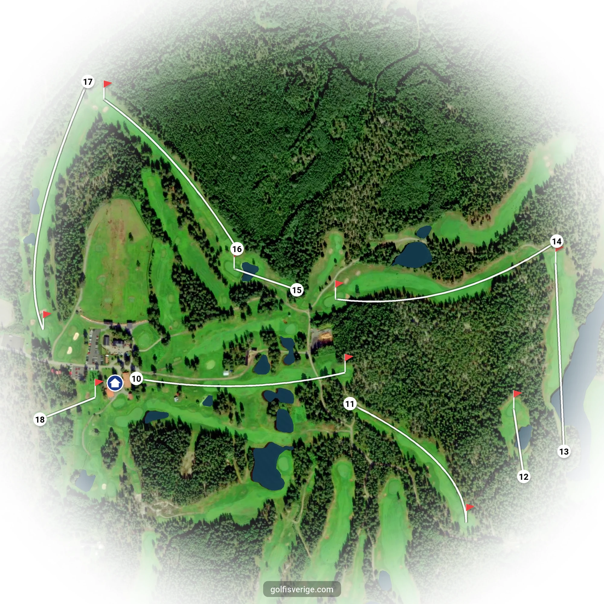 Banguide för 9-hålsbana - Gul på Umeå Golfklubb