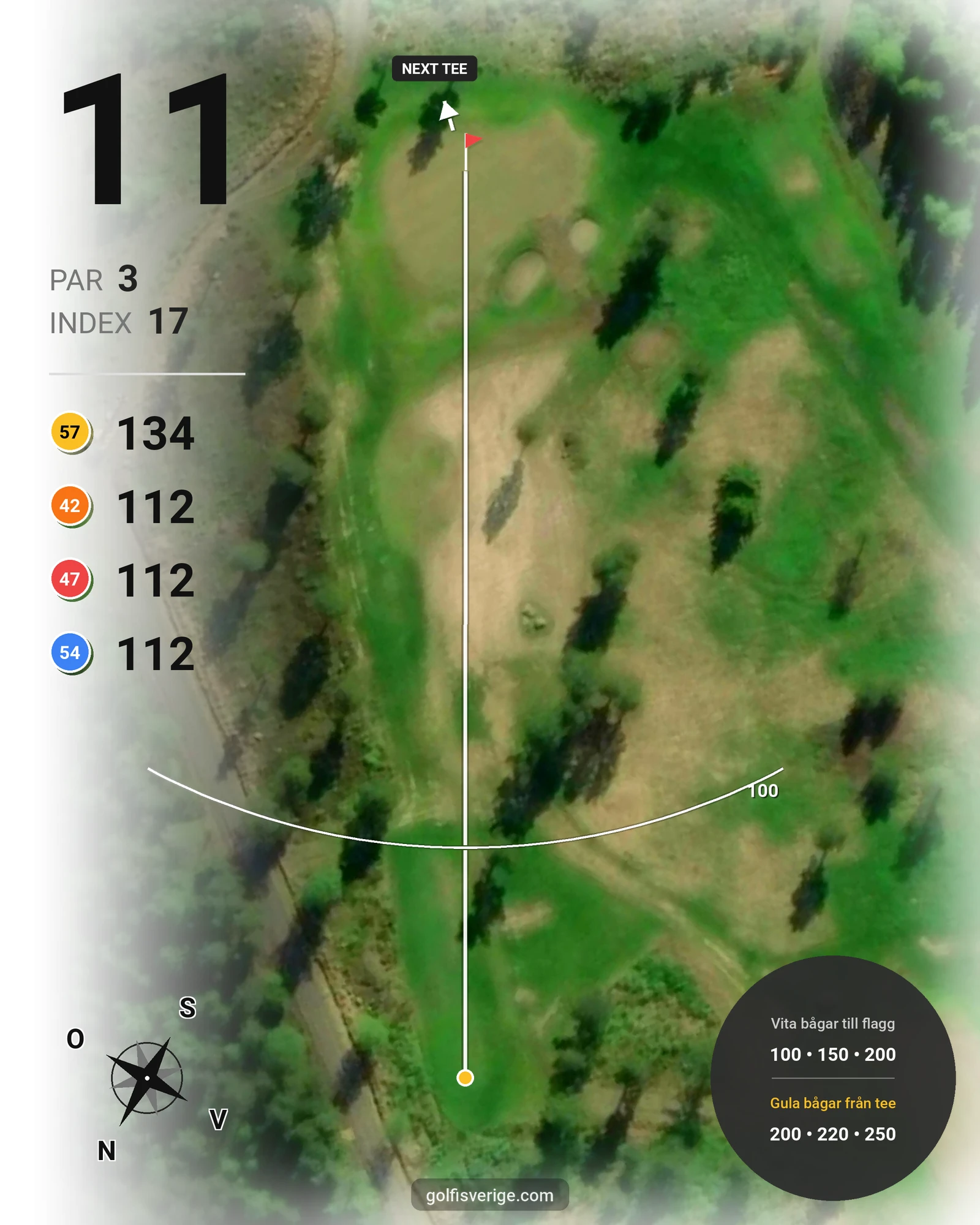 Banguide 1 StorSpoven 18-hål på Umeå Sörfors Golfklubb - Hål 11 karta