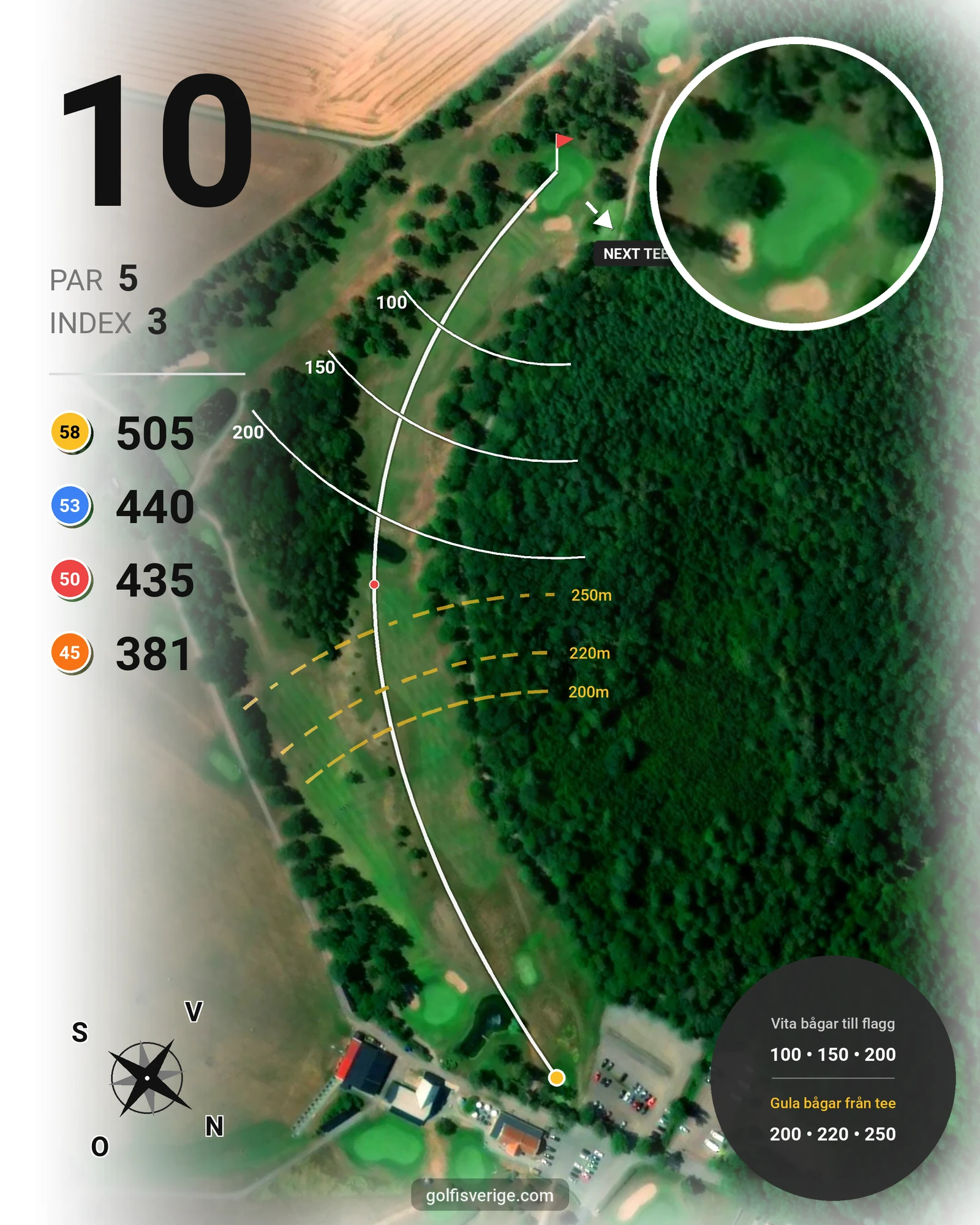 Banguide Vadstena Golfbana på Vadstena Golfklubb - Hål 10 karta
