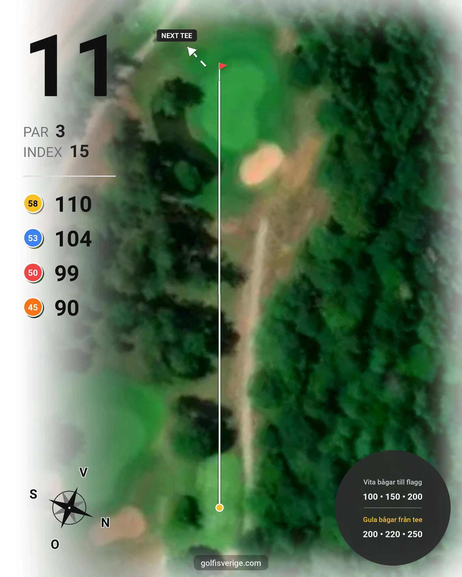 Banguide Vadstena Golfbana på Vadstena Golfklubb - Hål 11 karta