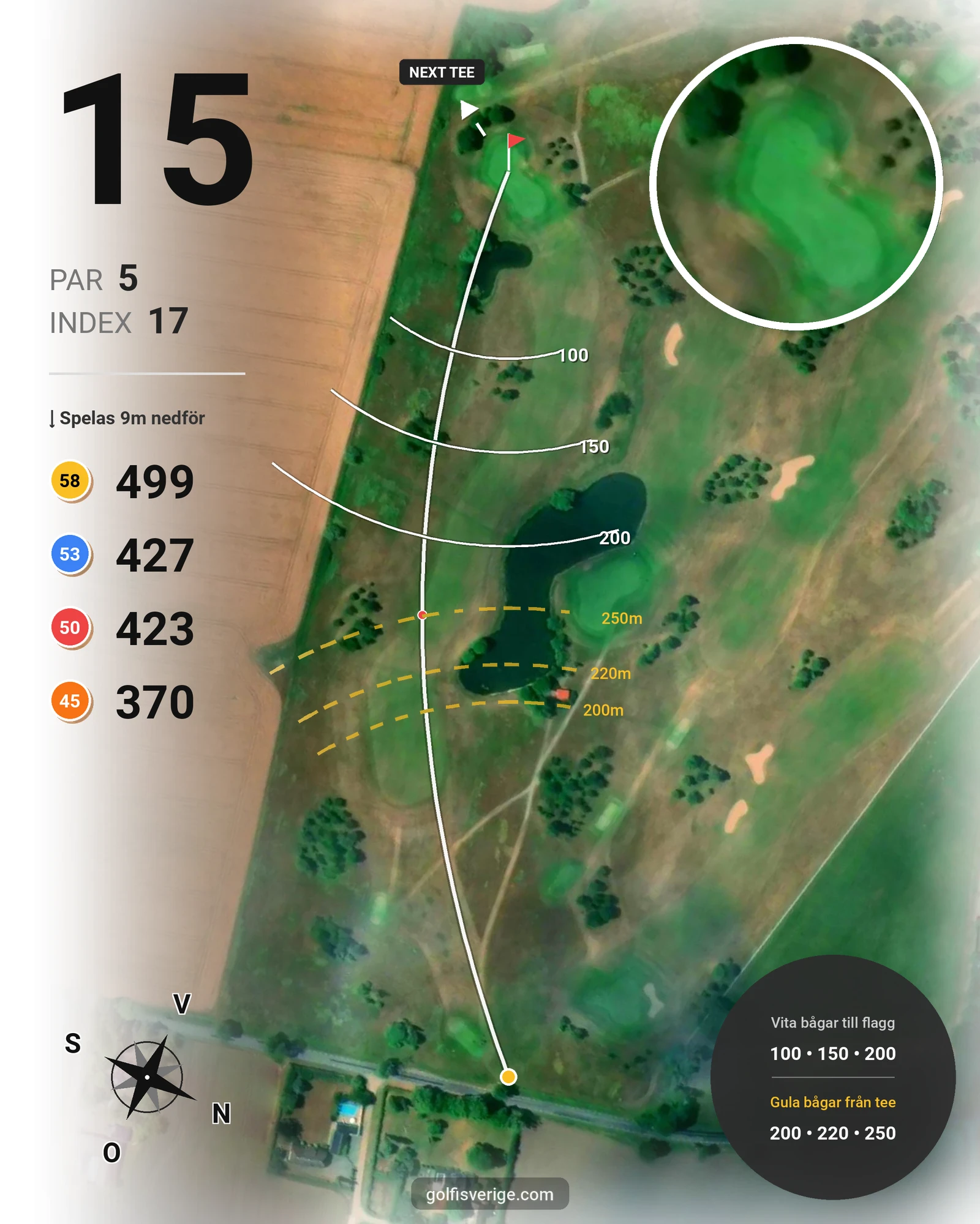 Banguide Vadstena Golfbana på Vadstena Golfklubb - Hål 15 karta