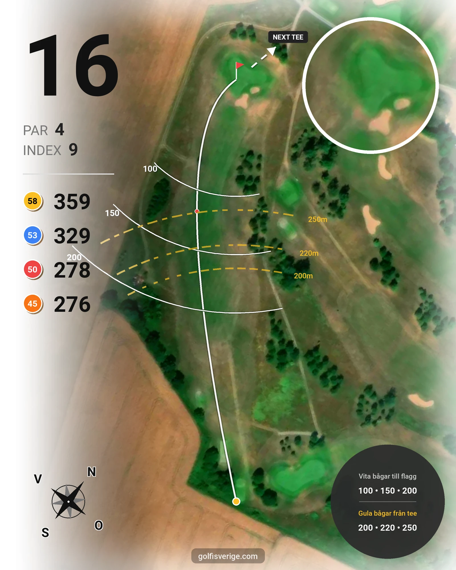 Banguide Vadstena Golfbana på Vadstena Golfklubb - Hål 16 karta