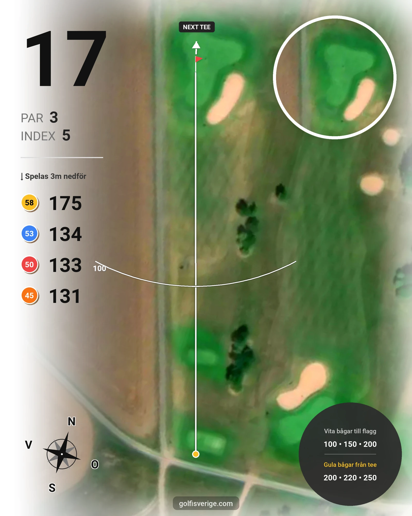 Banguide Vadstena Golfbana på Vadstena Golfklubb - Hål 17 karta