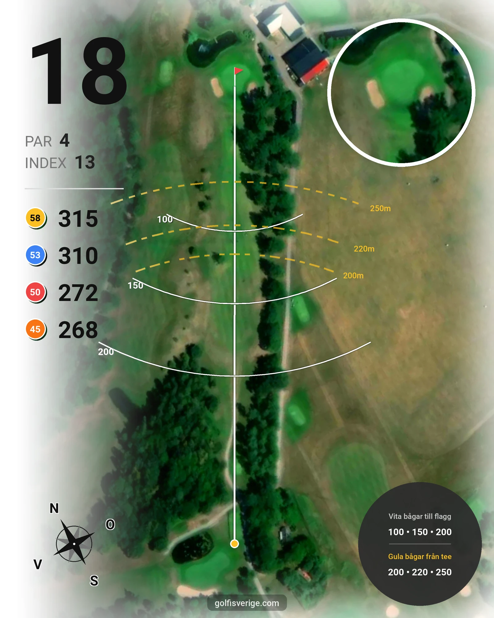 Banguide Vadstena Golfbana på Vadstena Golfklubb - Hål 18 karta