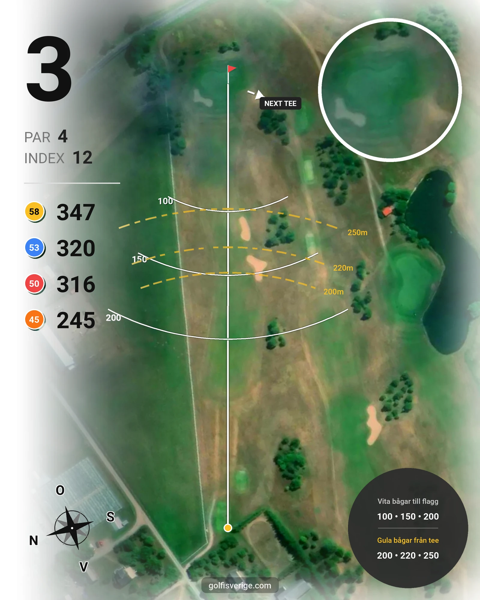 Banguide Vadstena Golfbana på Vadstena Golfklubb - Hål 3 karta
