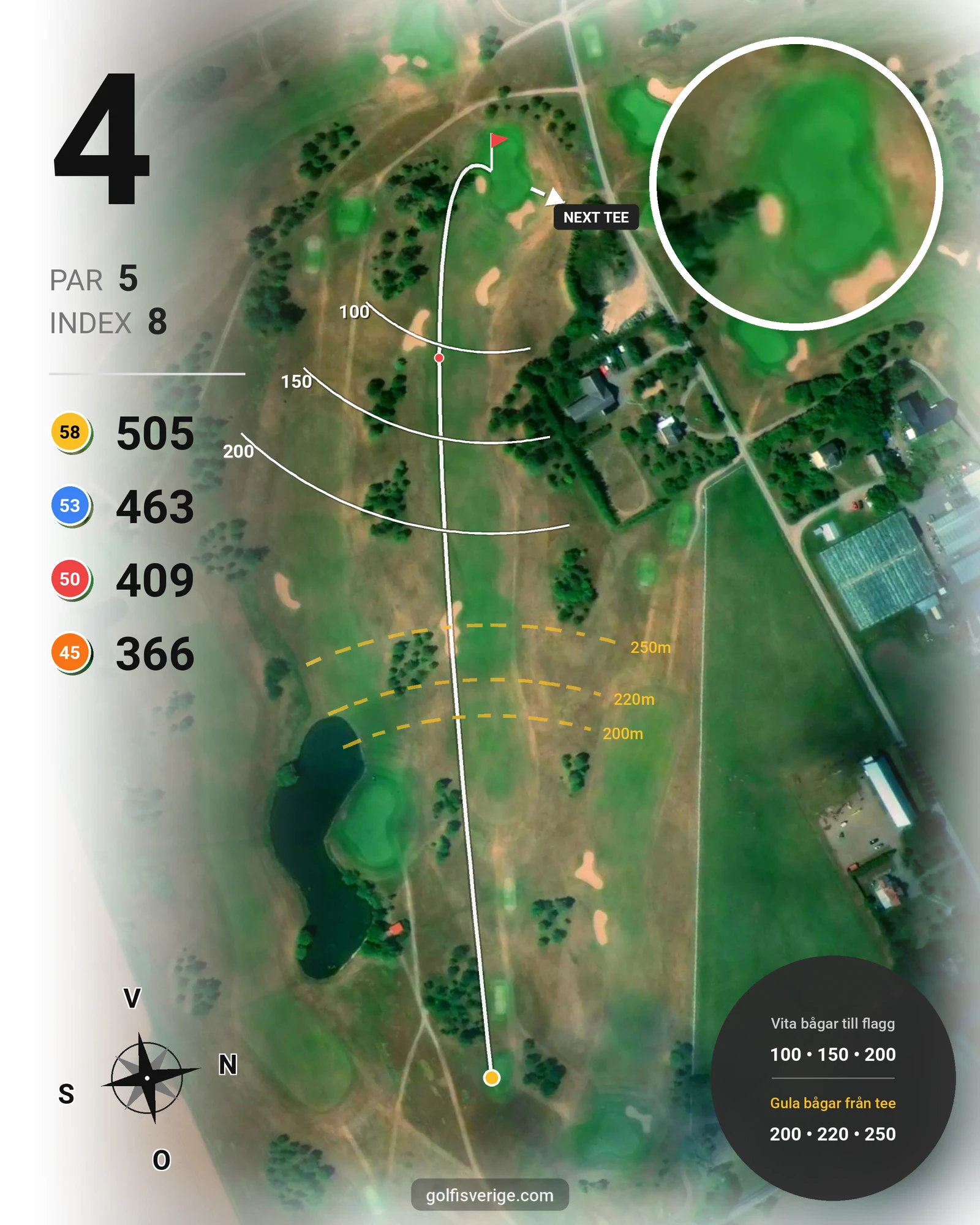 Banguide Vadstena Golfbana på Vadstena Golfklubb - Hål 4 karta