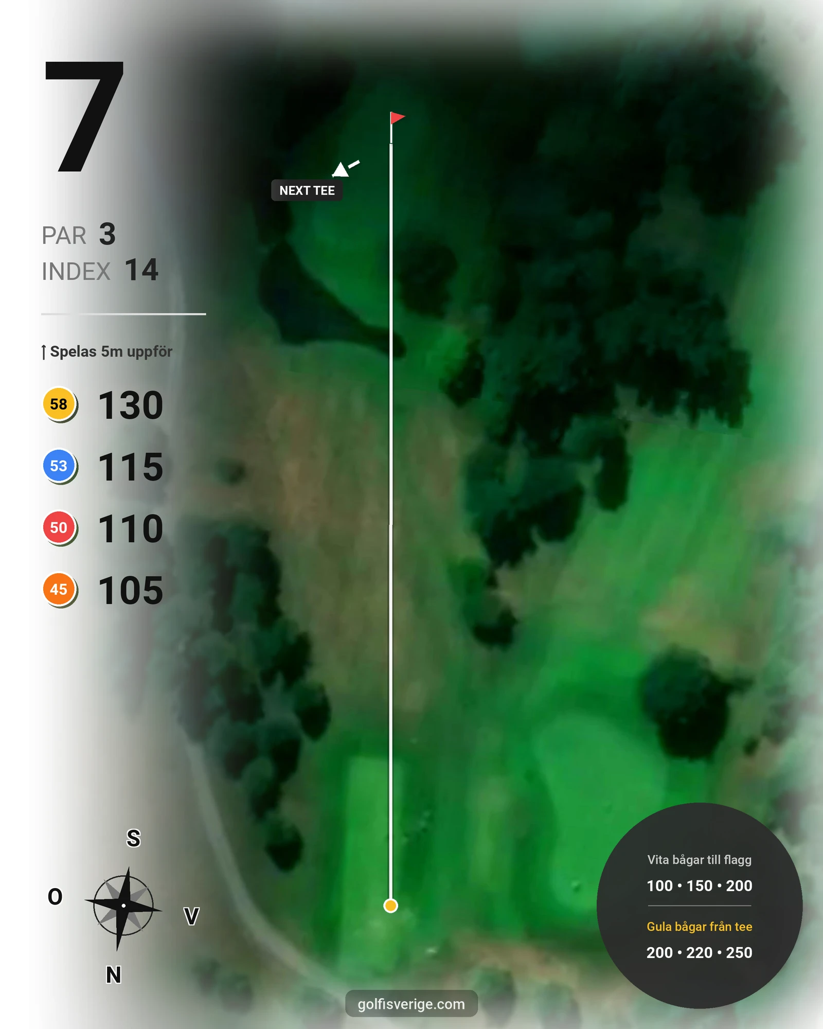 Banguide Vadstena Golfbana på Vadstena Golfklubb - Hål 7 karta