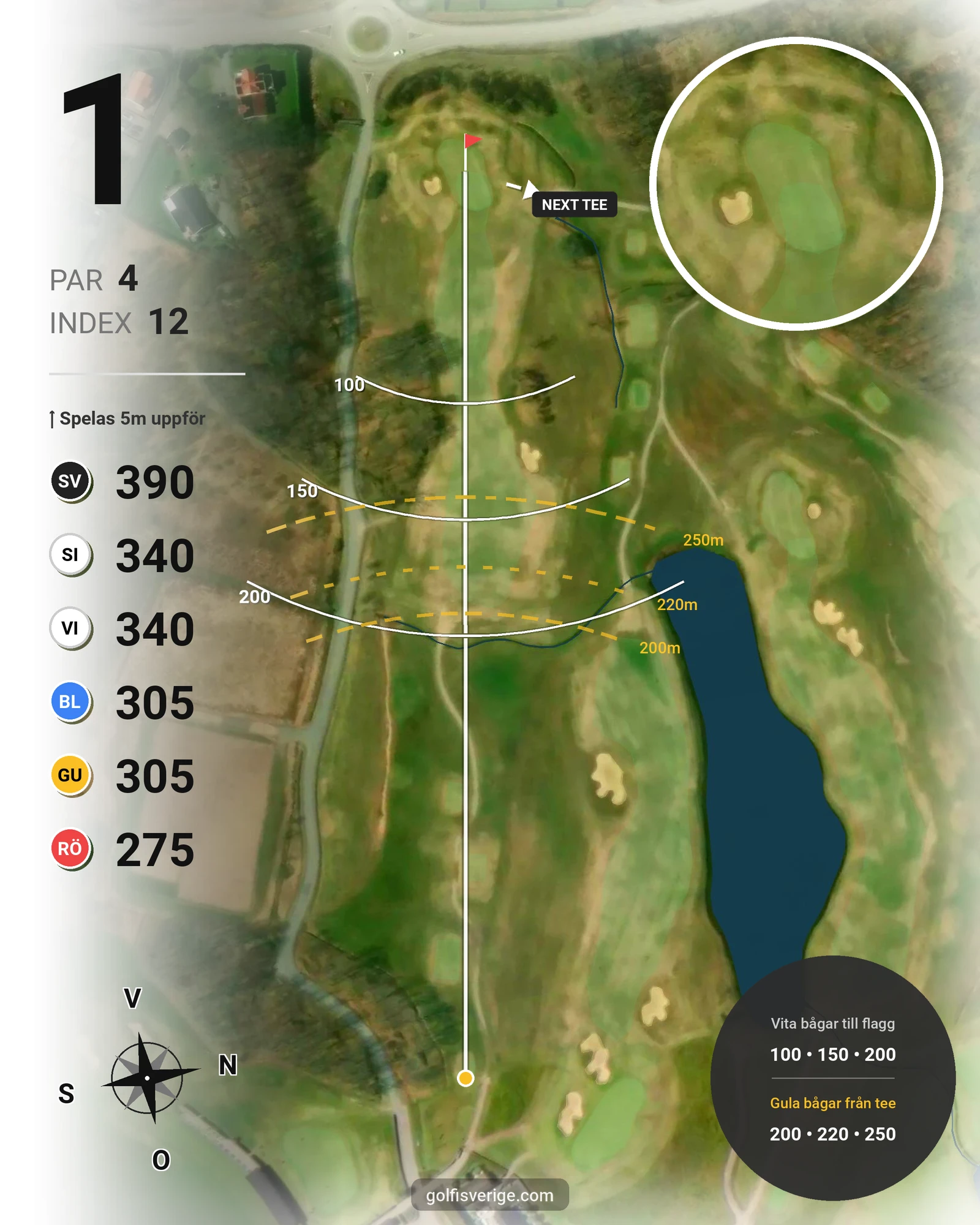 Banguide Vallda G&CC på Vallda Golf & Country Club - Hål 1 karta