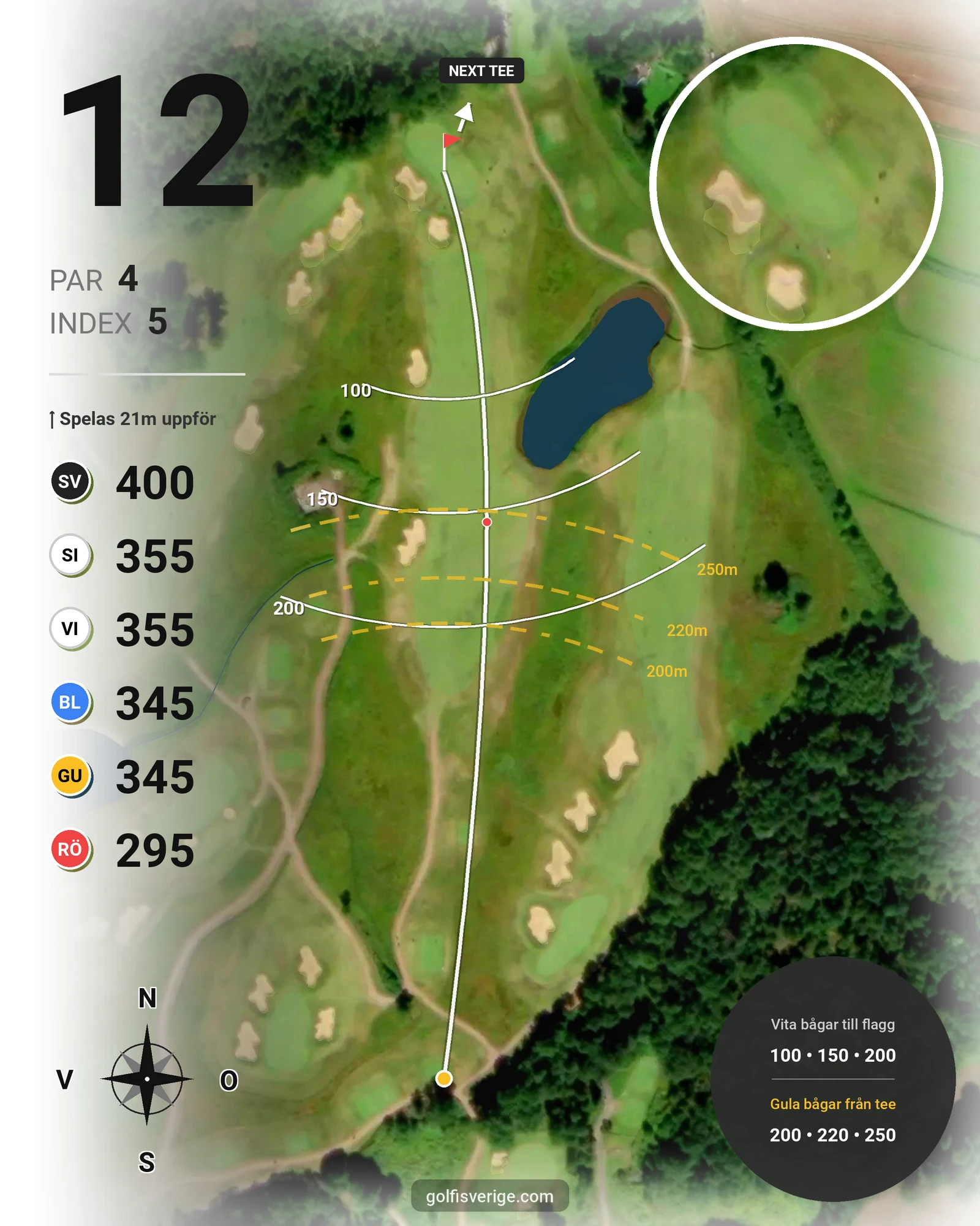 Banguide Vallda G&CC på Vallda Golf & Country Club - Hål 12 karta