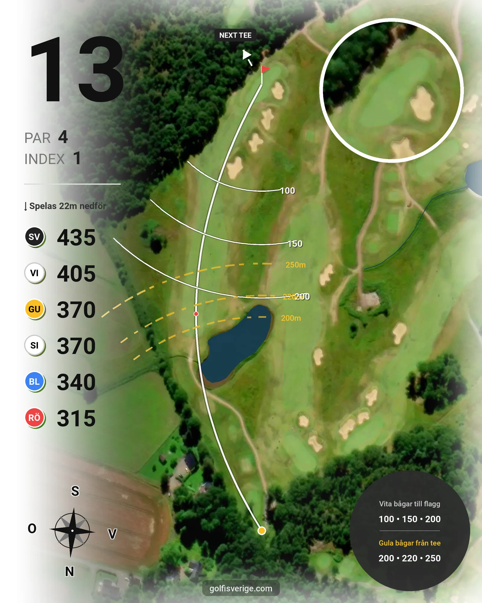 Banguide Vallda G&CC på Vallda Golf & Country Club - Hål 13 karta