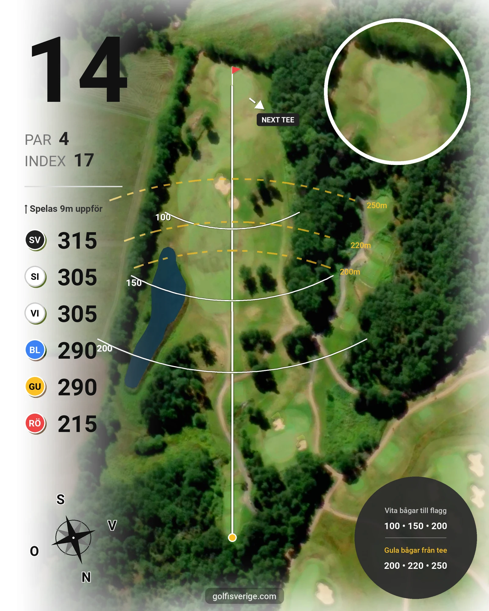 Banguide Vallda G&CC på Vallda Golf & Country Club - Hål 14 karta