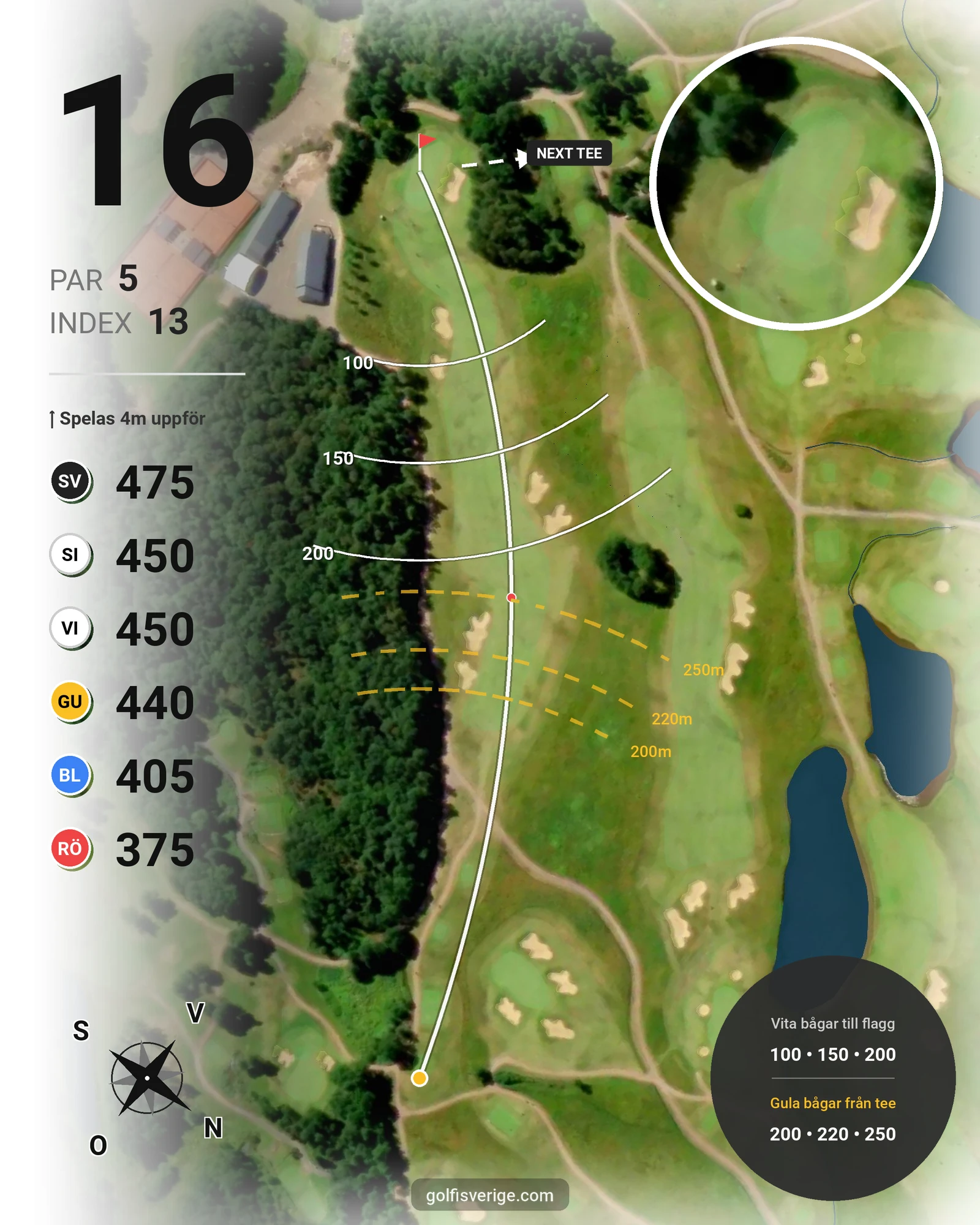 Banguide Vallda G&CC på Vallda Golf & Country Club - Hål 16 karta