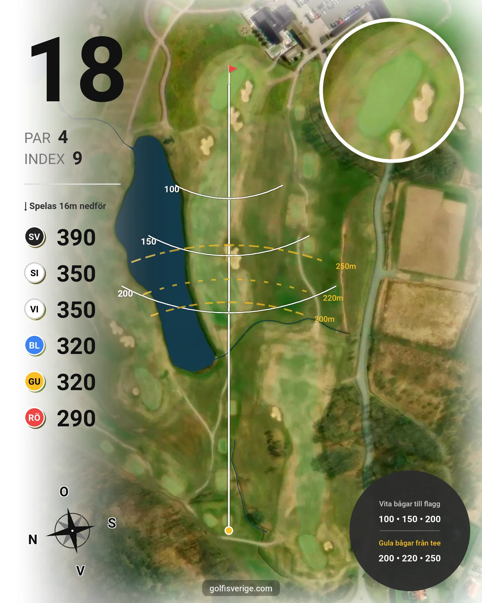 Banguide Vallda G&CC på Vallda Golf & Country Club - Hål 18 karta