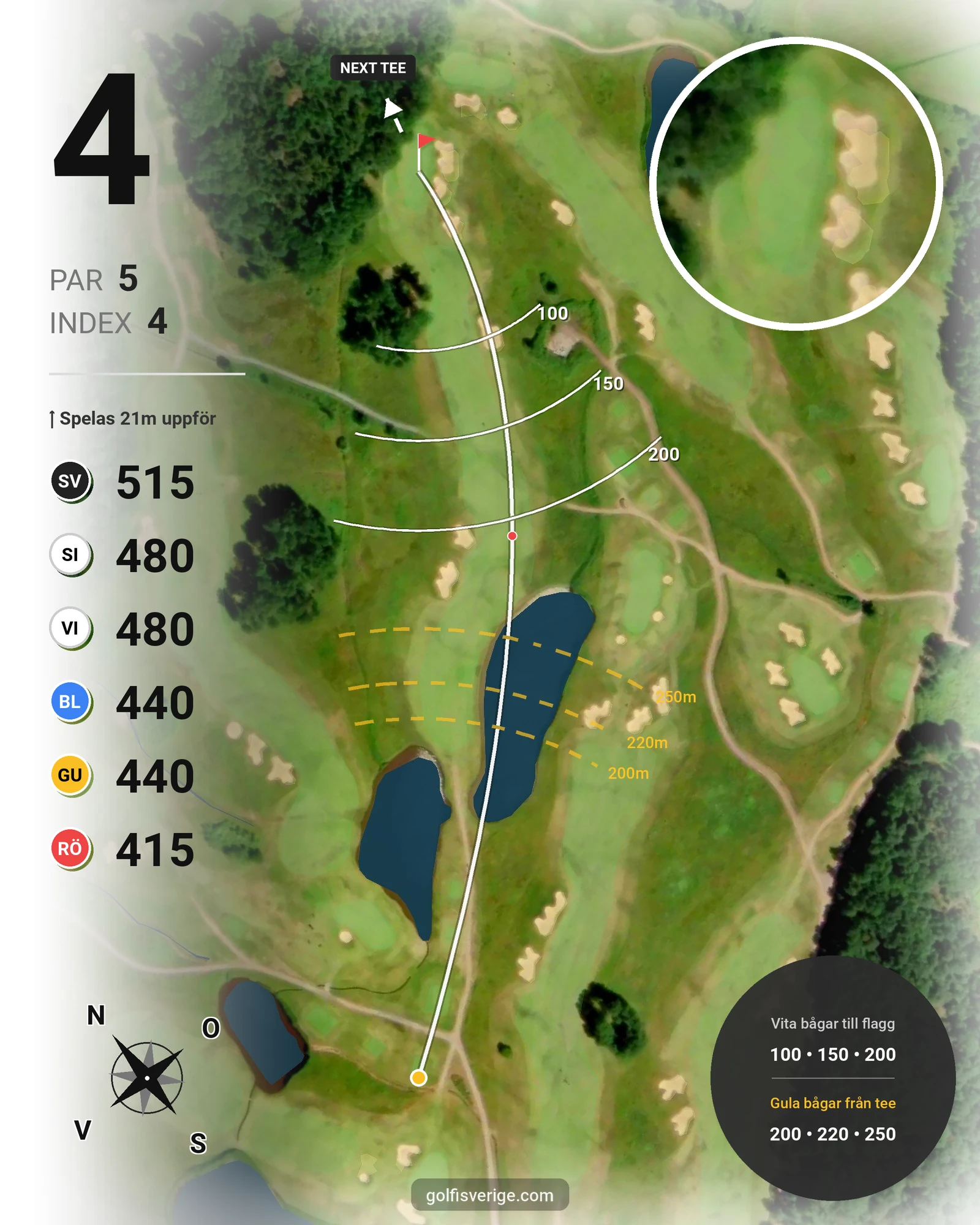 Banguide Vallda G&CC på Vallda Golf & Country Club - Hål 4 karta