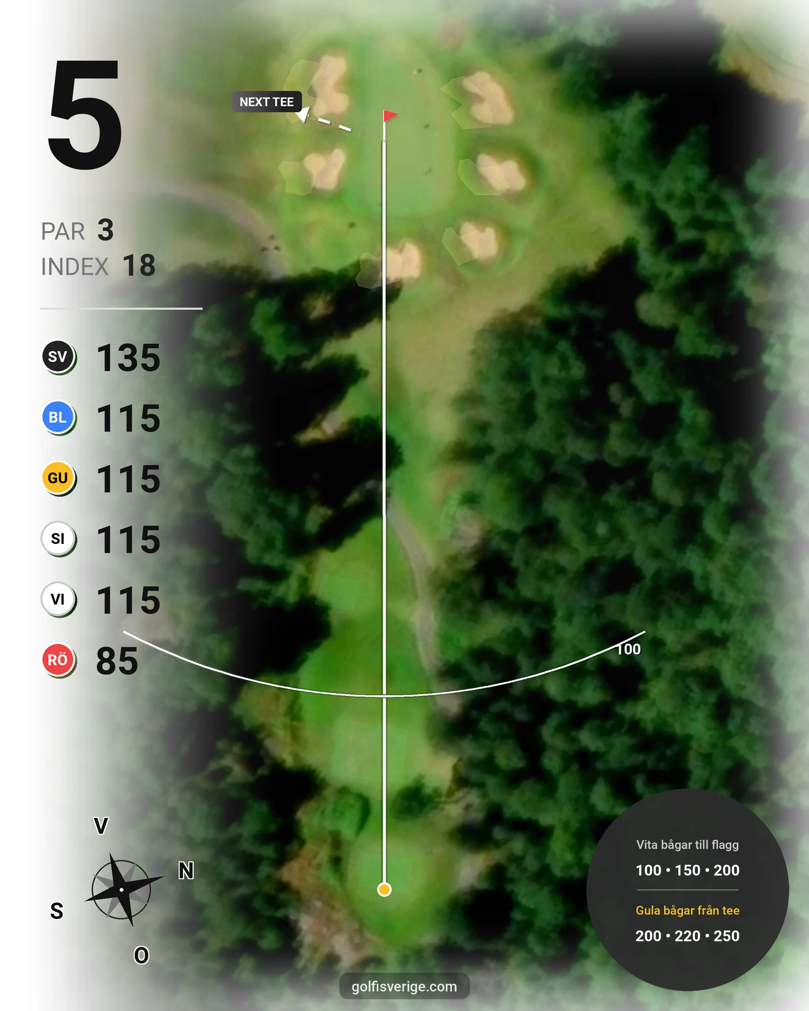 Banguide Vallda G&CC på Vallda Golf & Country Club - Hål 5 karta