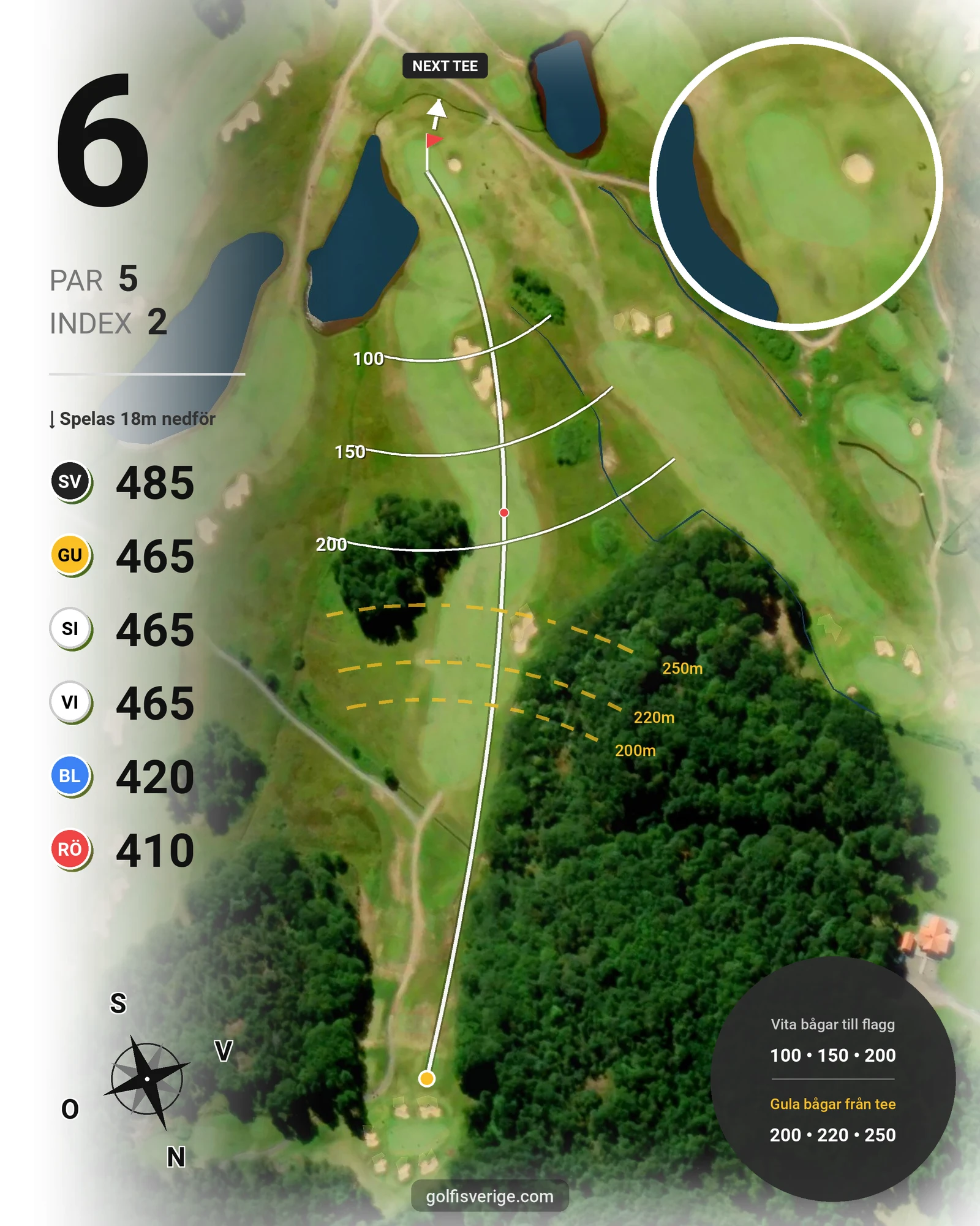 Banguide Vallda G&CC på Vallda Golf & Country Club - Hål 6 karta