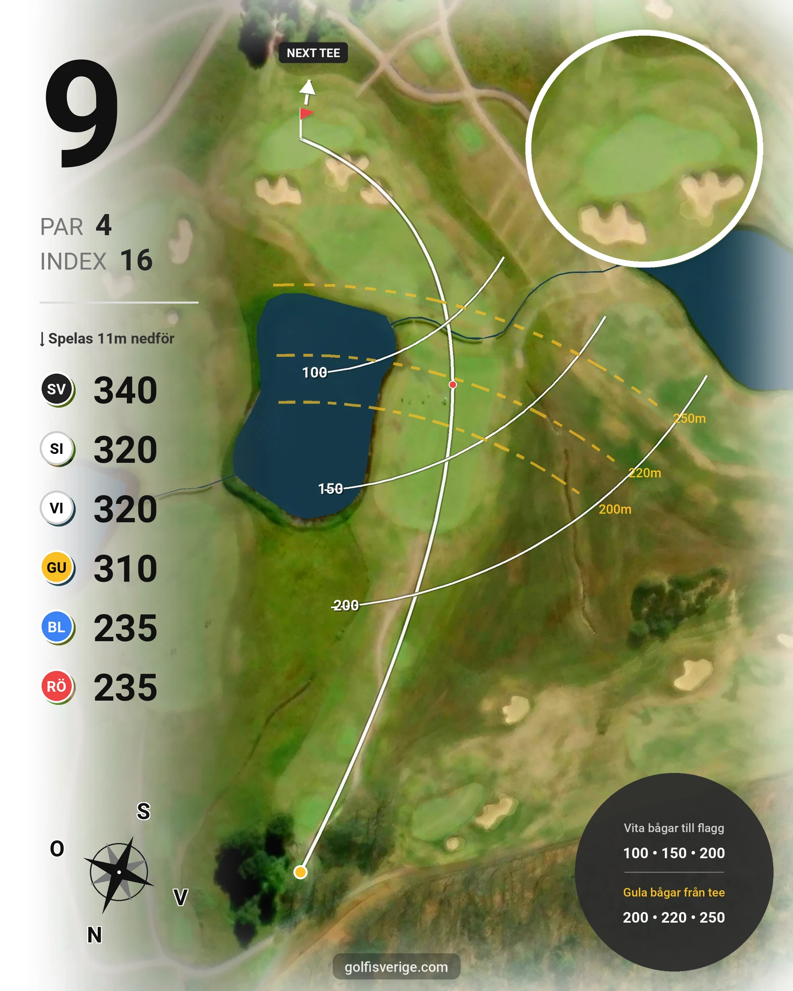 Banguide Vallda G&CC på Vallda Golf & Country Club - Hål 9 karta