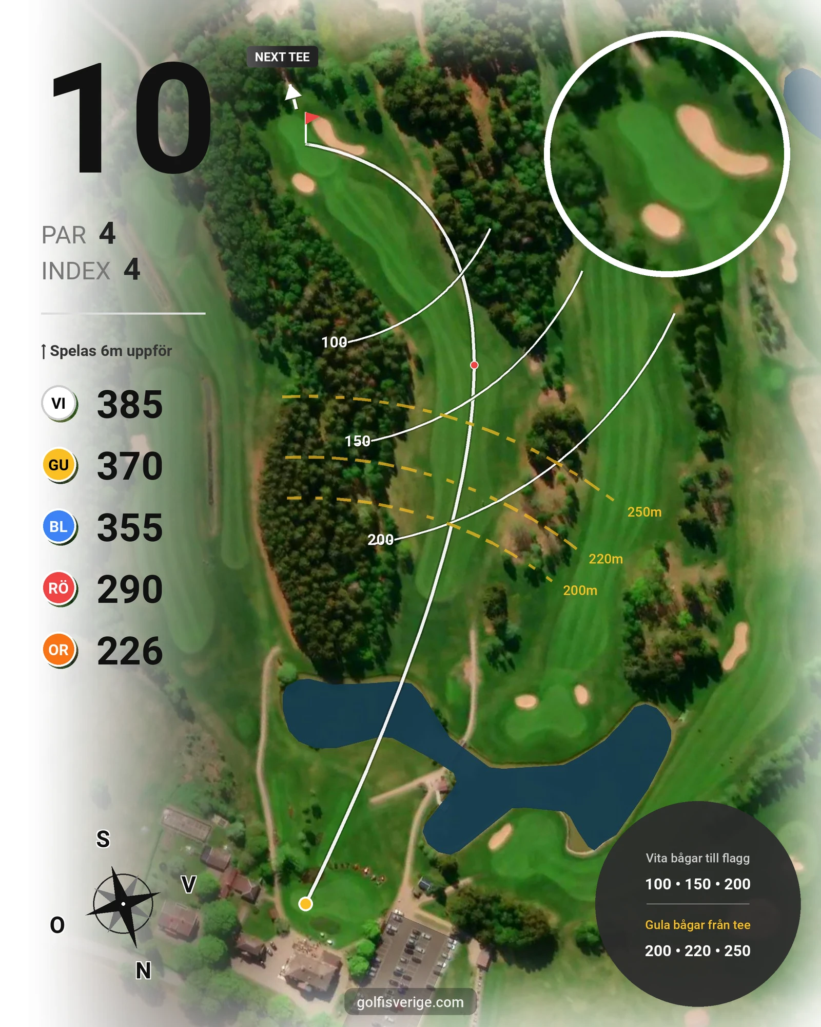 Banguide Vara-Bjertorp Golfklubb hål 10 karta