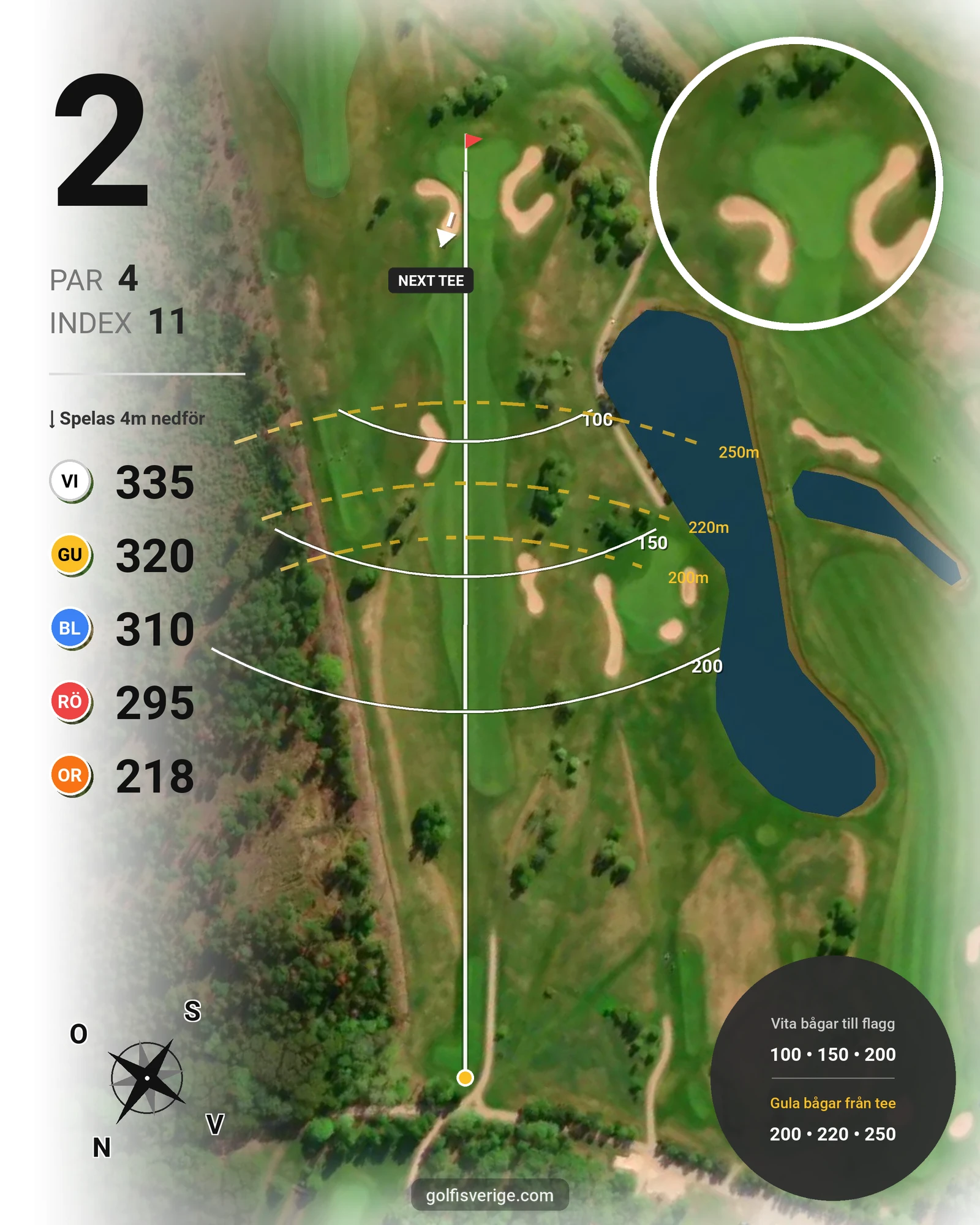 Banguide Vara-Bjertorp Golfklubb hål 2 karta