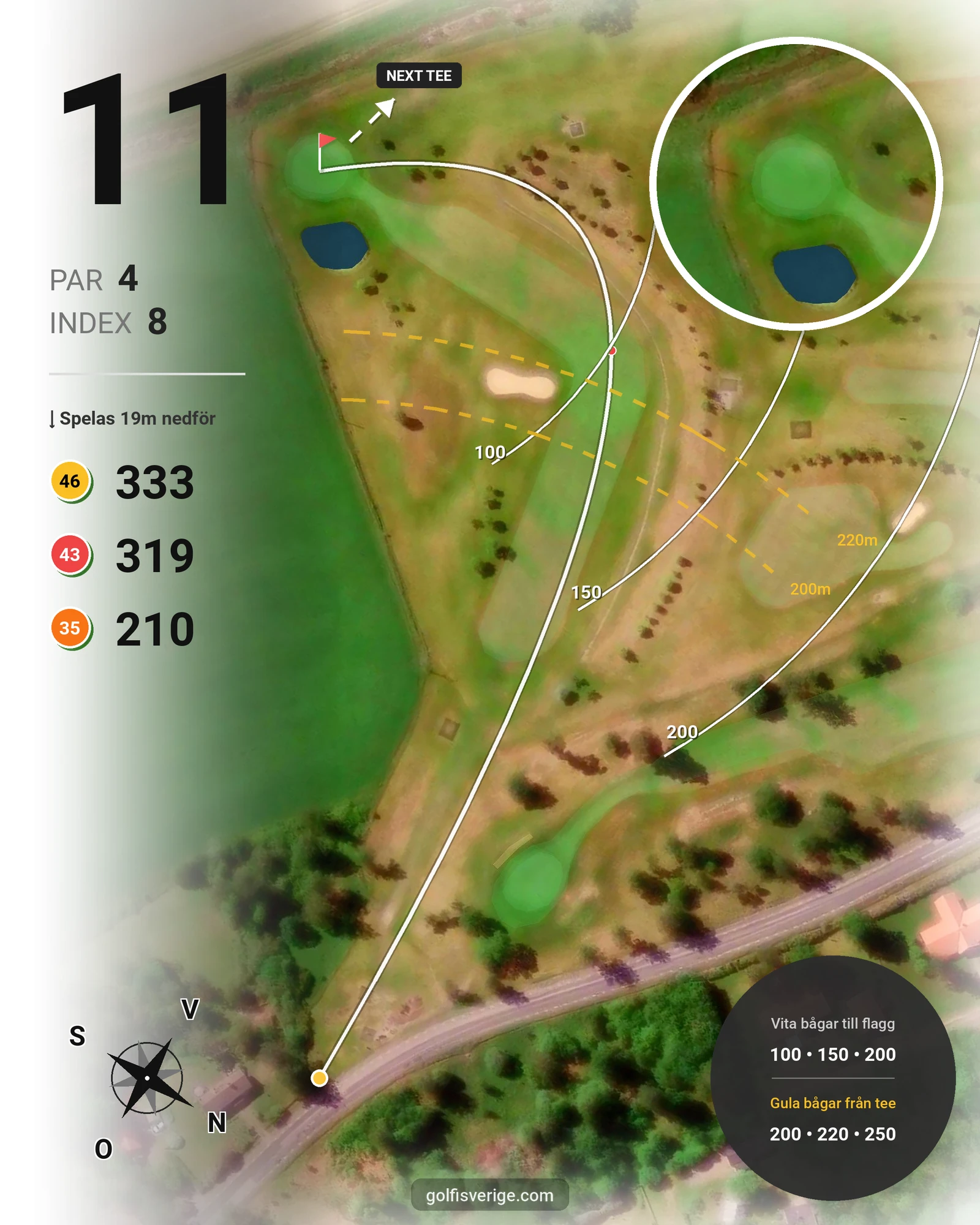 Banguide Vårdsbergs Golfbana på Vårdsbergs Golfklubb - Hål 11 karta
