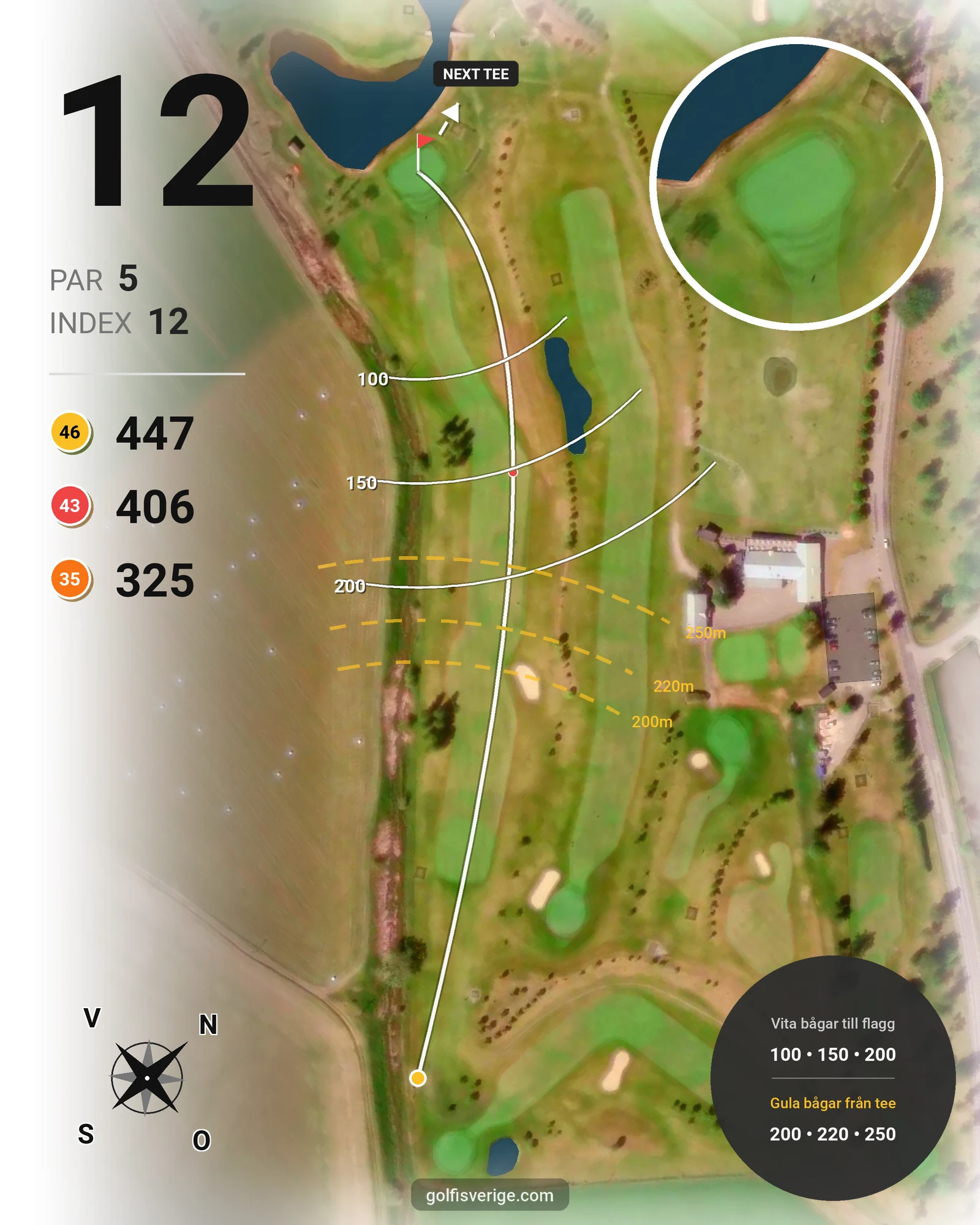 Banguide Vårdsbergs Golfbana på Vårdsbergs Golfklubb - Hål 12 karta