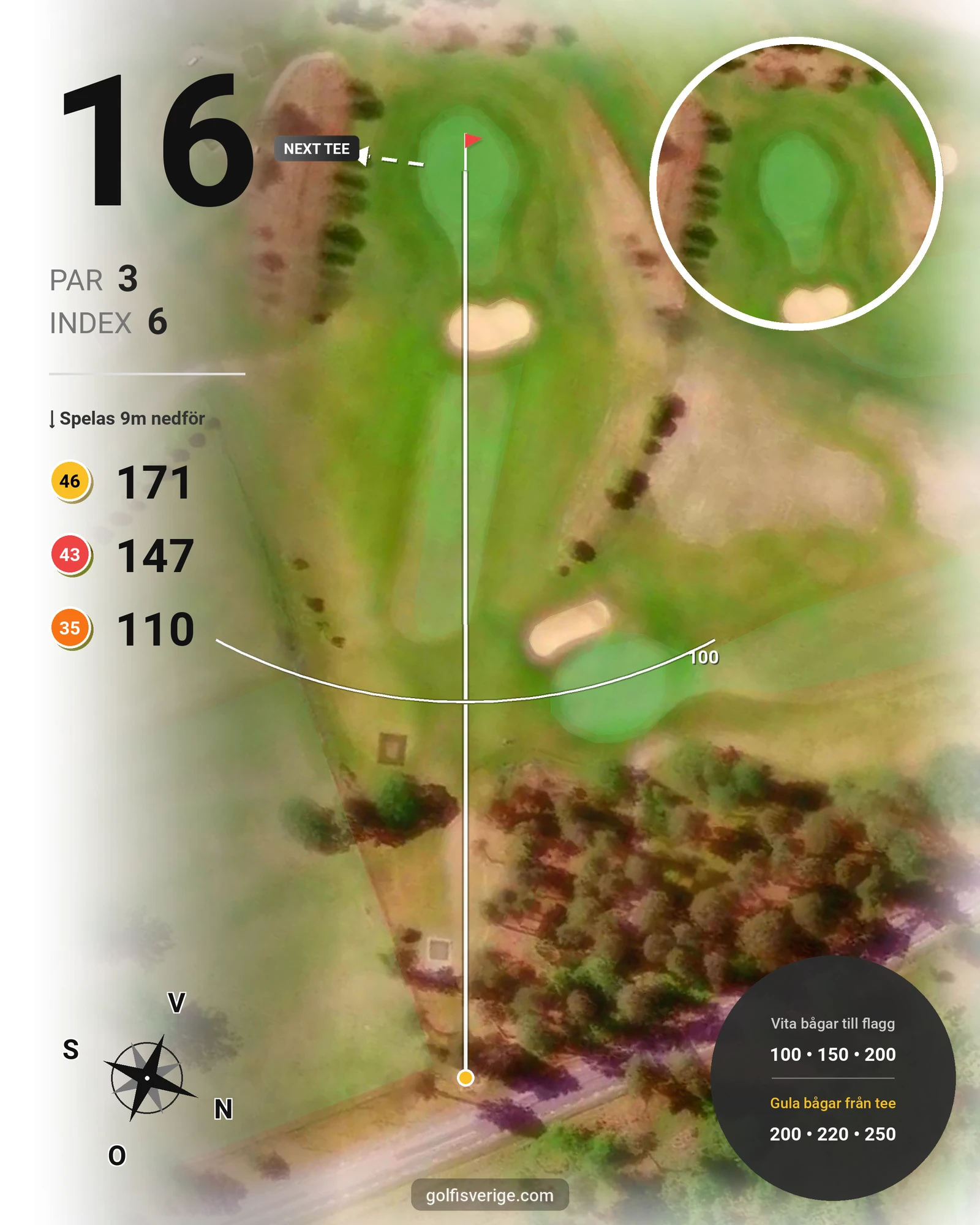 Banguide Vårdsbergs Golfbana på Vårdsbergs Golfklubb - Hål 16 karta